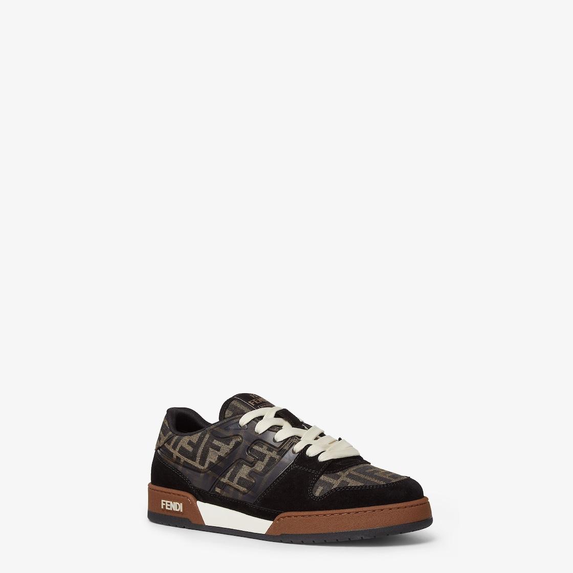 Fendi Match SneakersBrown FF jacquard and black suede fabric low-tops Product Image