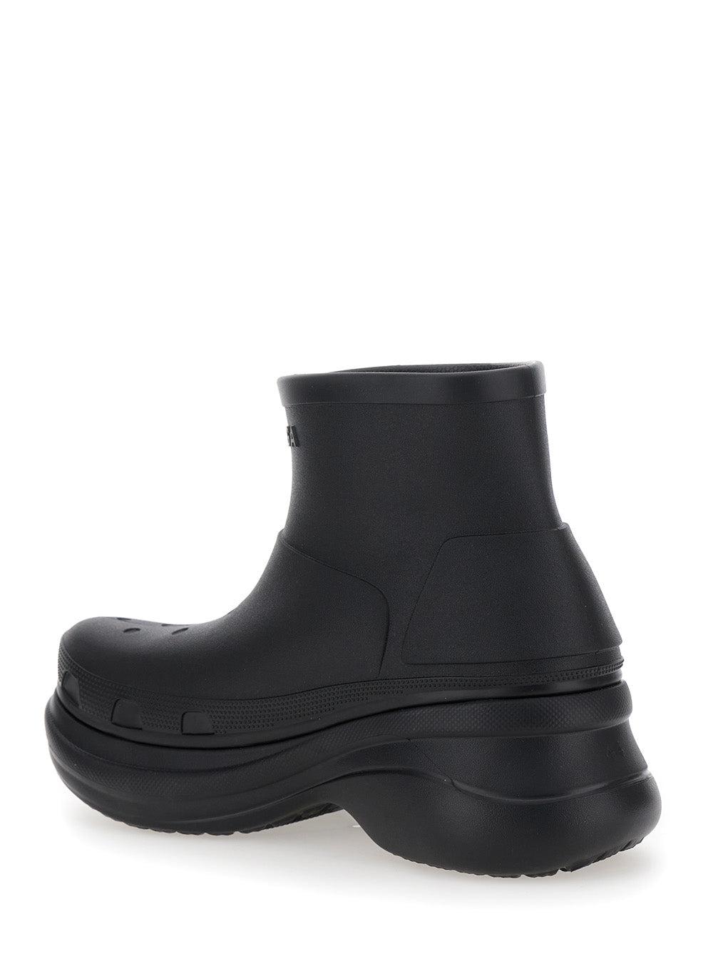 BALENCIAGA Black Crocs Edition Rubber Boots In 1000 Product Image
