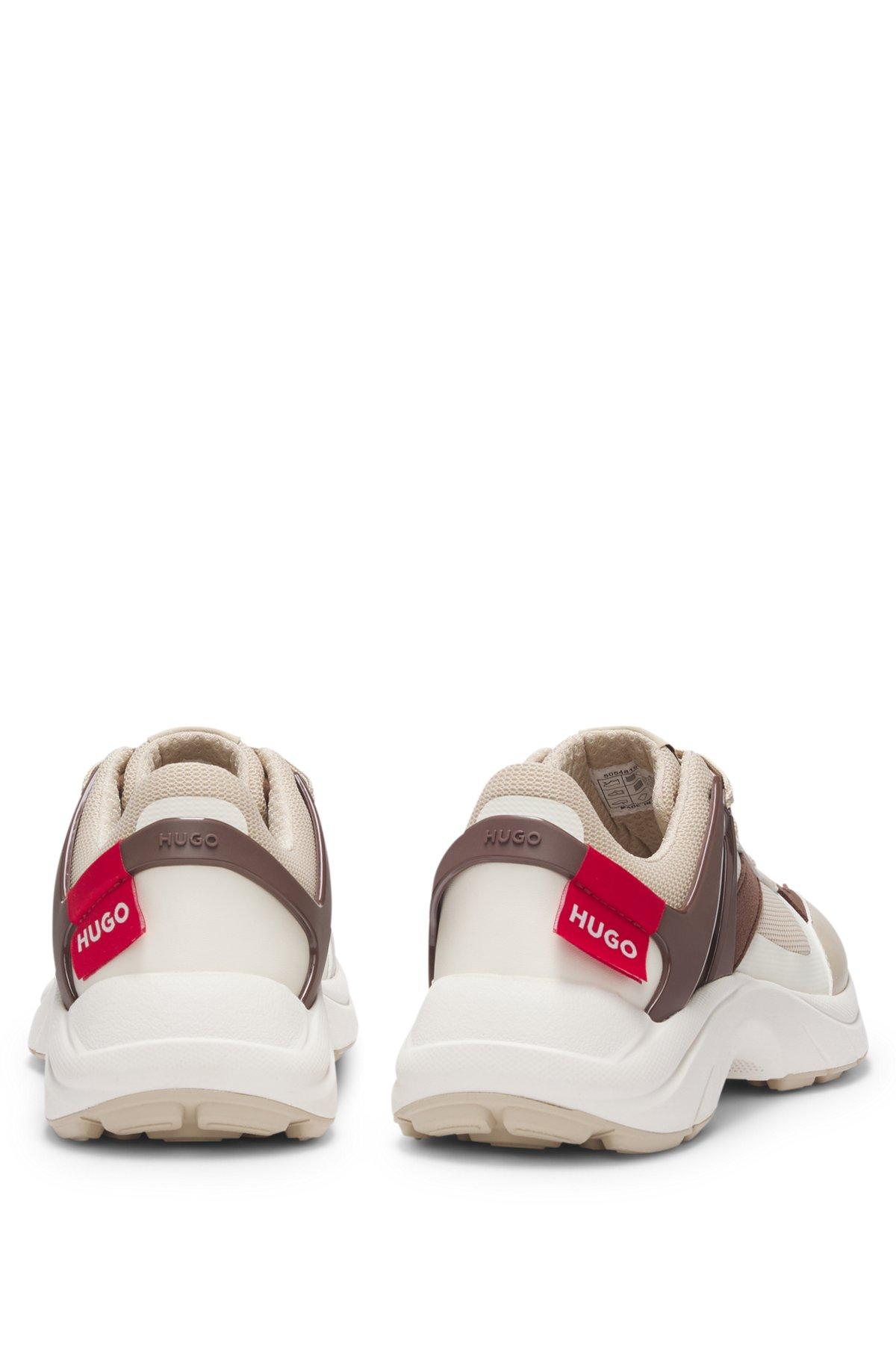 HUGO - Logo-backtab trainers with mesh details - Light Beige Product Image