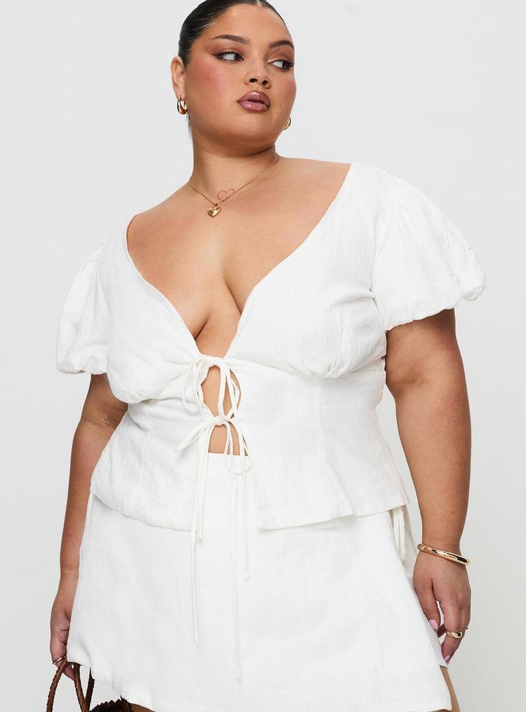 Wilhelmina Blouse Top White Curve Product Image