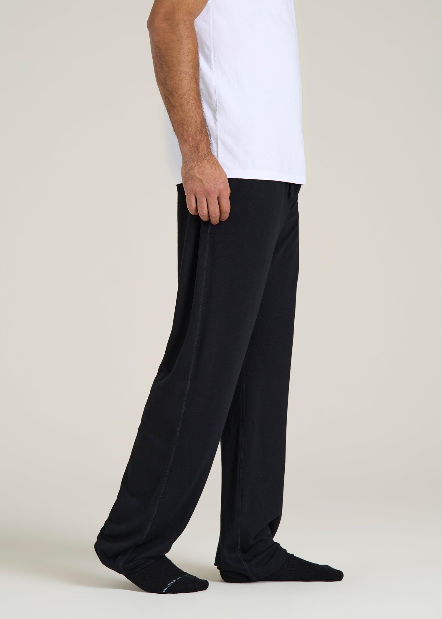 Open-Bottom Pajama Pants for Tall Men in Black Male Product Image