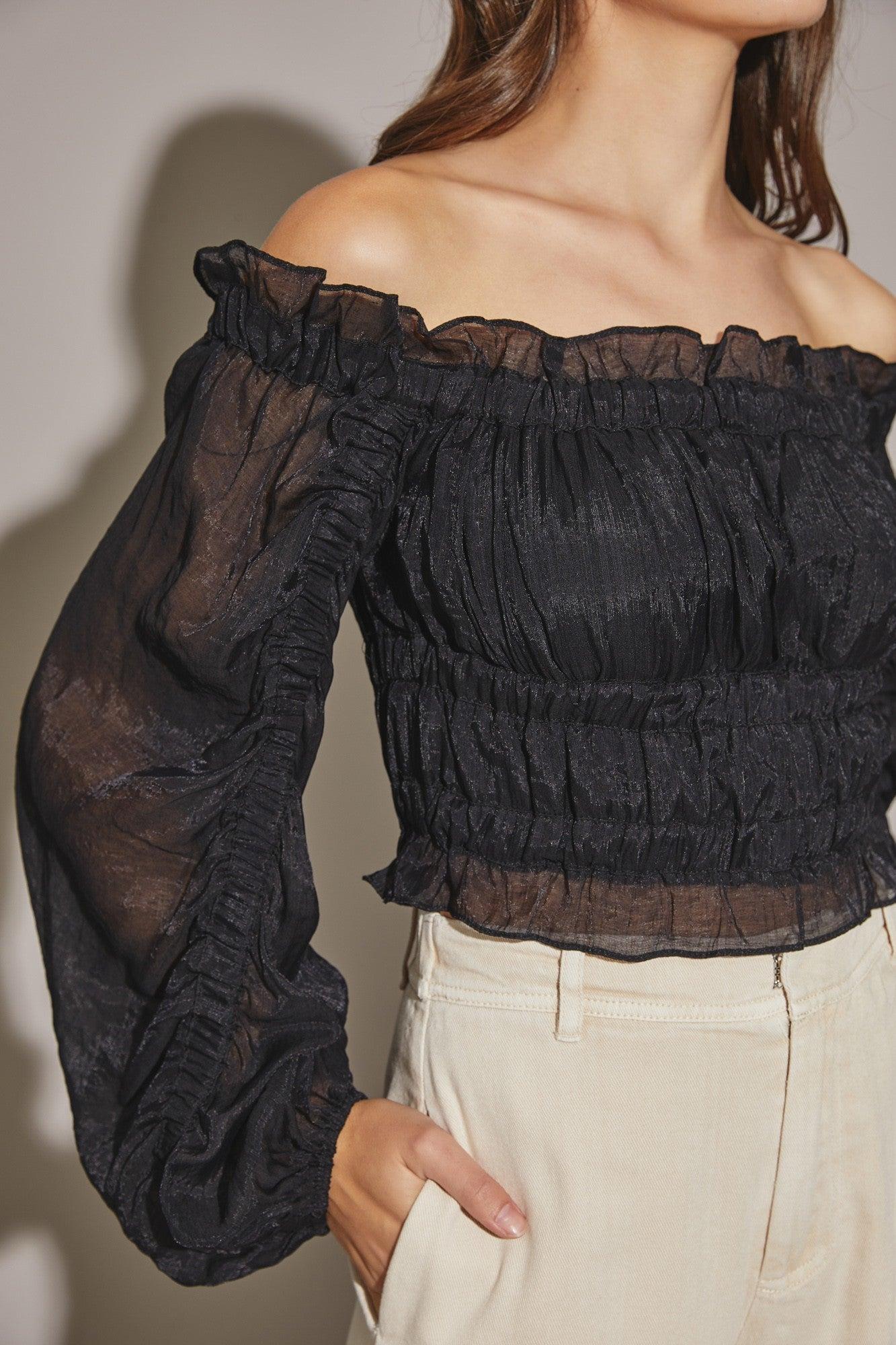 Off the Shoulder Cropped Dress Top Product Image