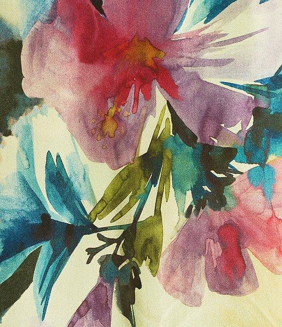 Bryn Walker Wesley Silk Fiori Print Round Neck Short Sleeve A-Line Midi Dress Product Image