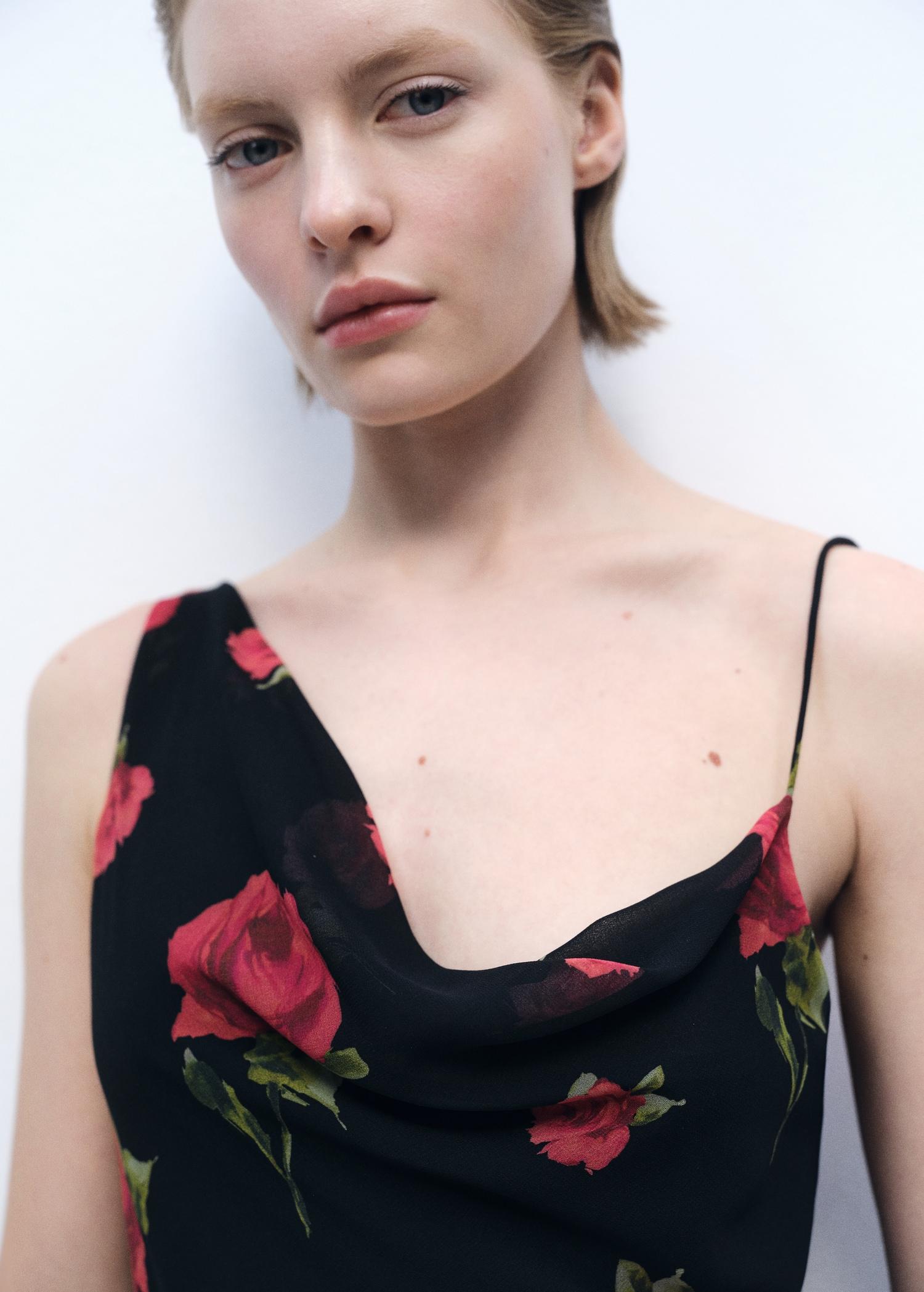 Long floral-print dress - Women | MANGO USA Product Image