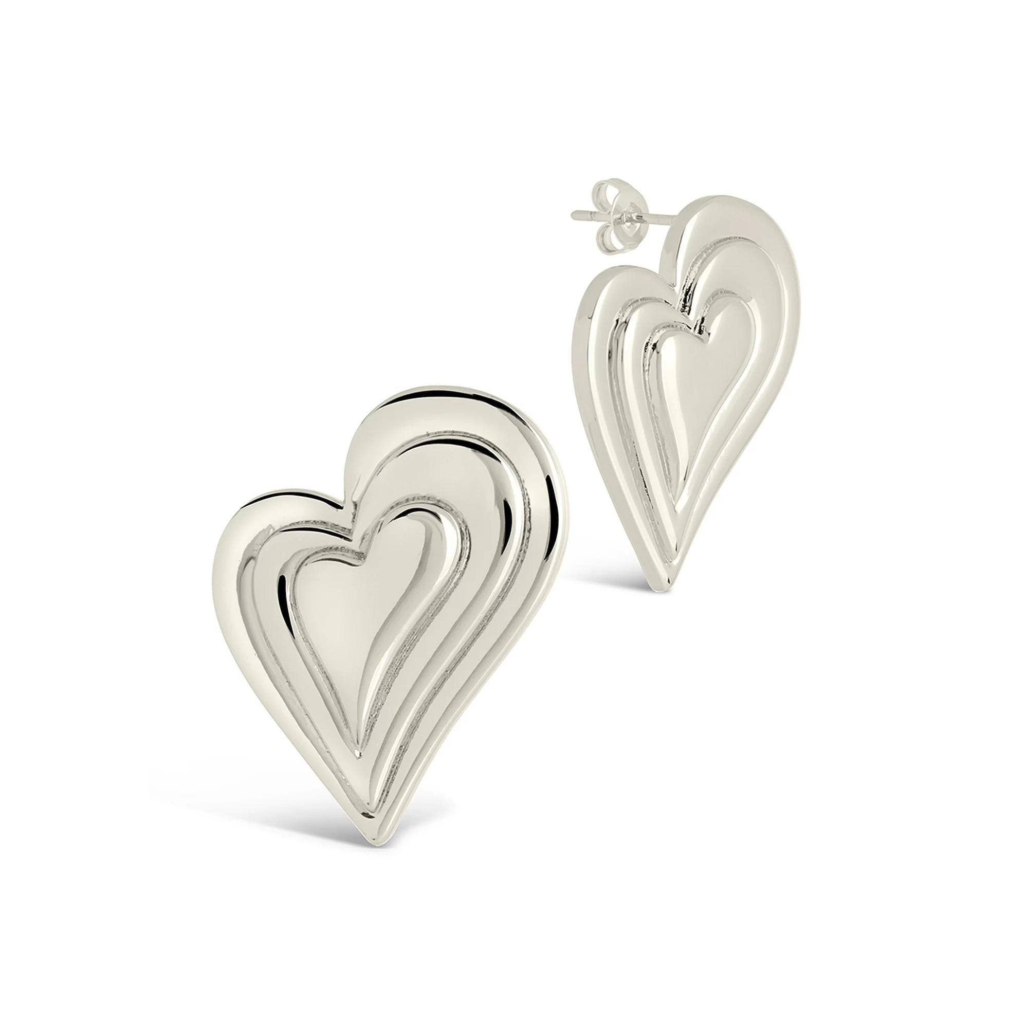 MC Collective Heart Statement Stud Earrings, Women's, Silver Tone Product Image