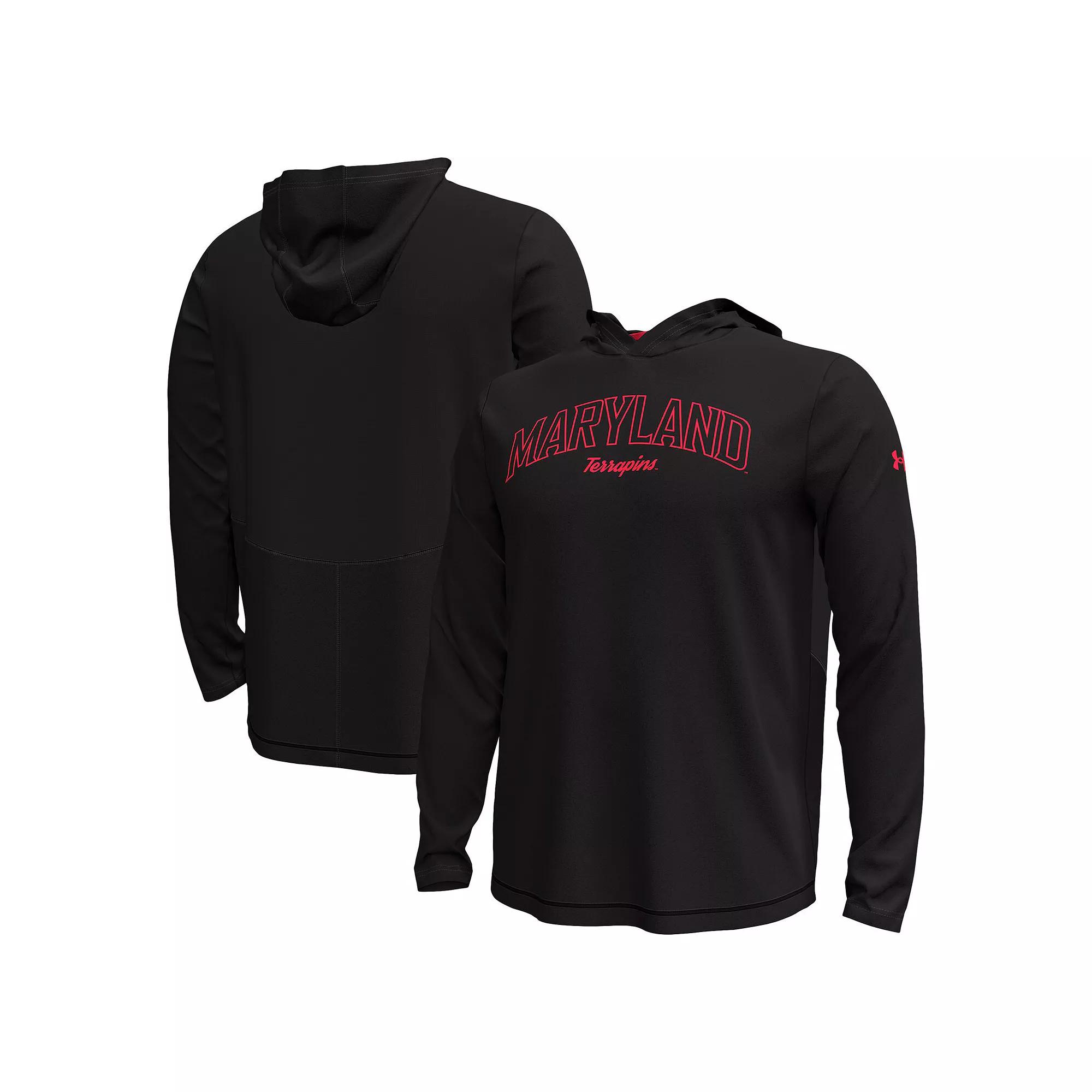 Men's Under Armour Black Maryland Terrapins Sideline Knockout Hoodie Long Sleeve T-Shirt, Size: 2XL Product Image