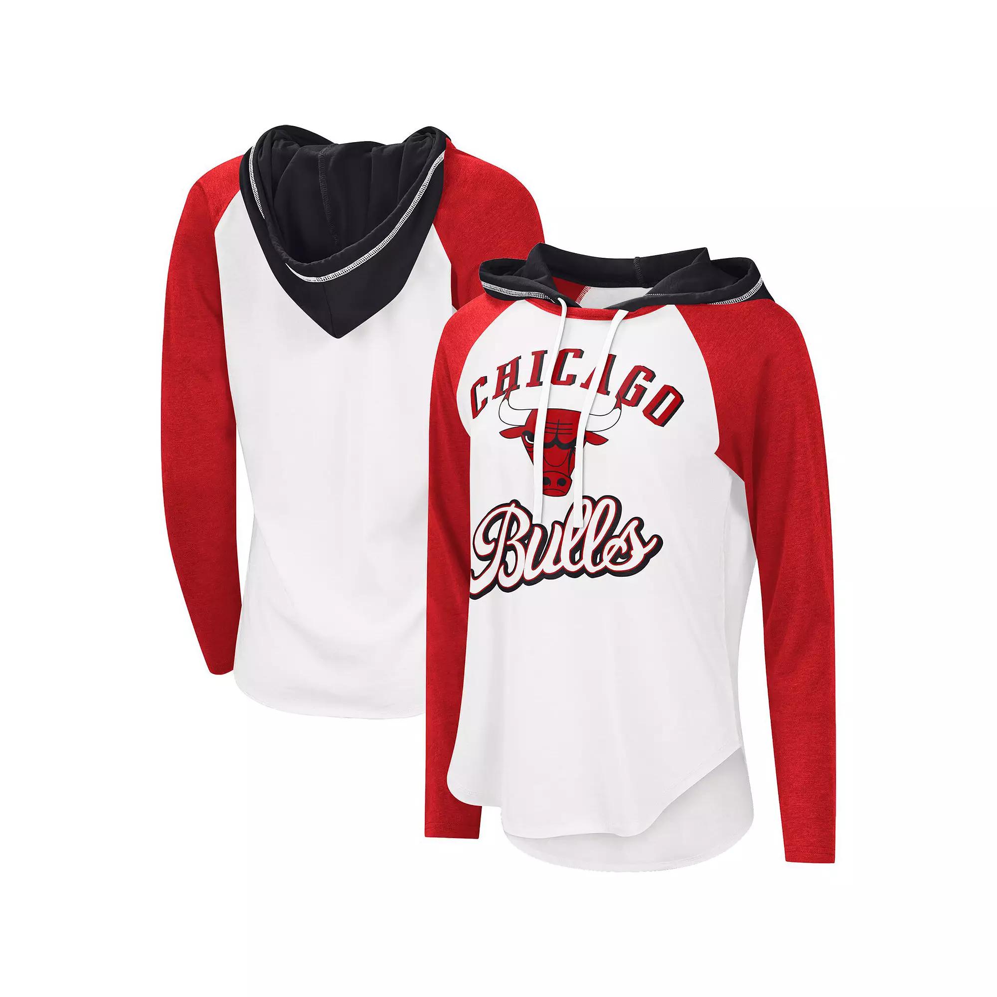 Women's G-III 4Her by Carl Banks White Chicago Bulls MVP Raglan Hoodie Long Sleeve T-Shirt, Size: Small Product Image
