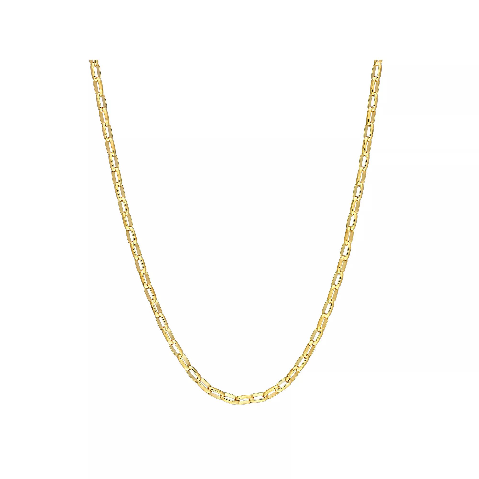 Stella Grace Sterling Silver 2 mm Fancy Rectangular Rolo Chain Necklace, Womens 18k Gold Plated Product Image