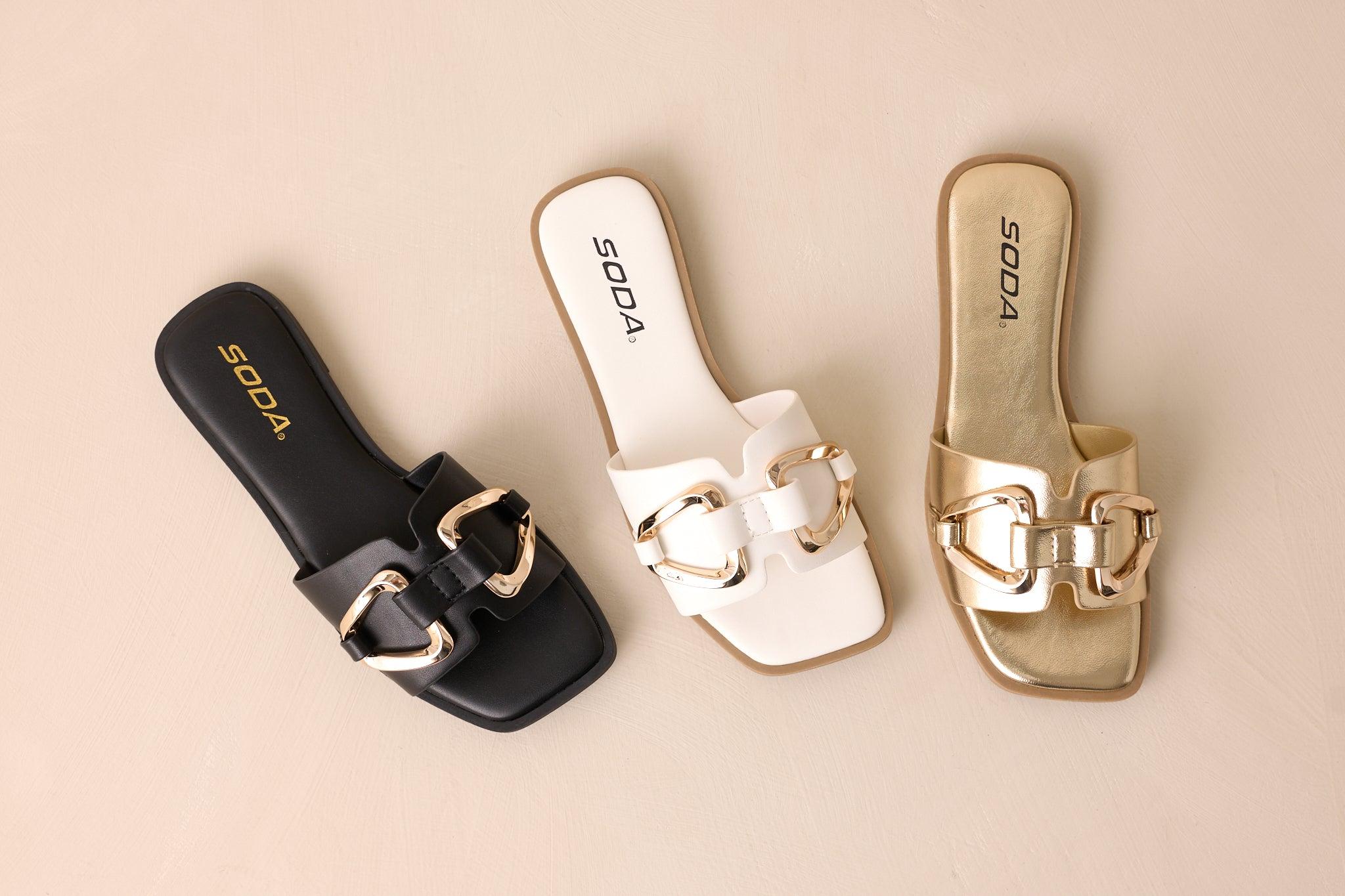 Stepping Stones White & Gold Sandals Product Image
