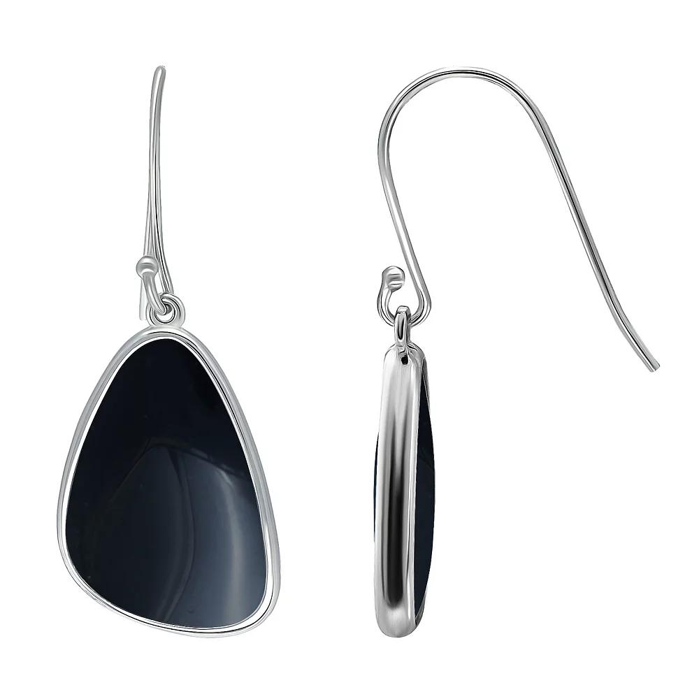 Aleure Precioso Sterling Silver Freeform Sodalite Drop Earrings, Women's, Black Product Image