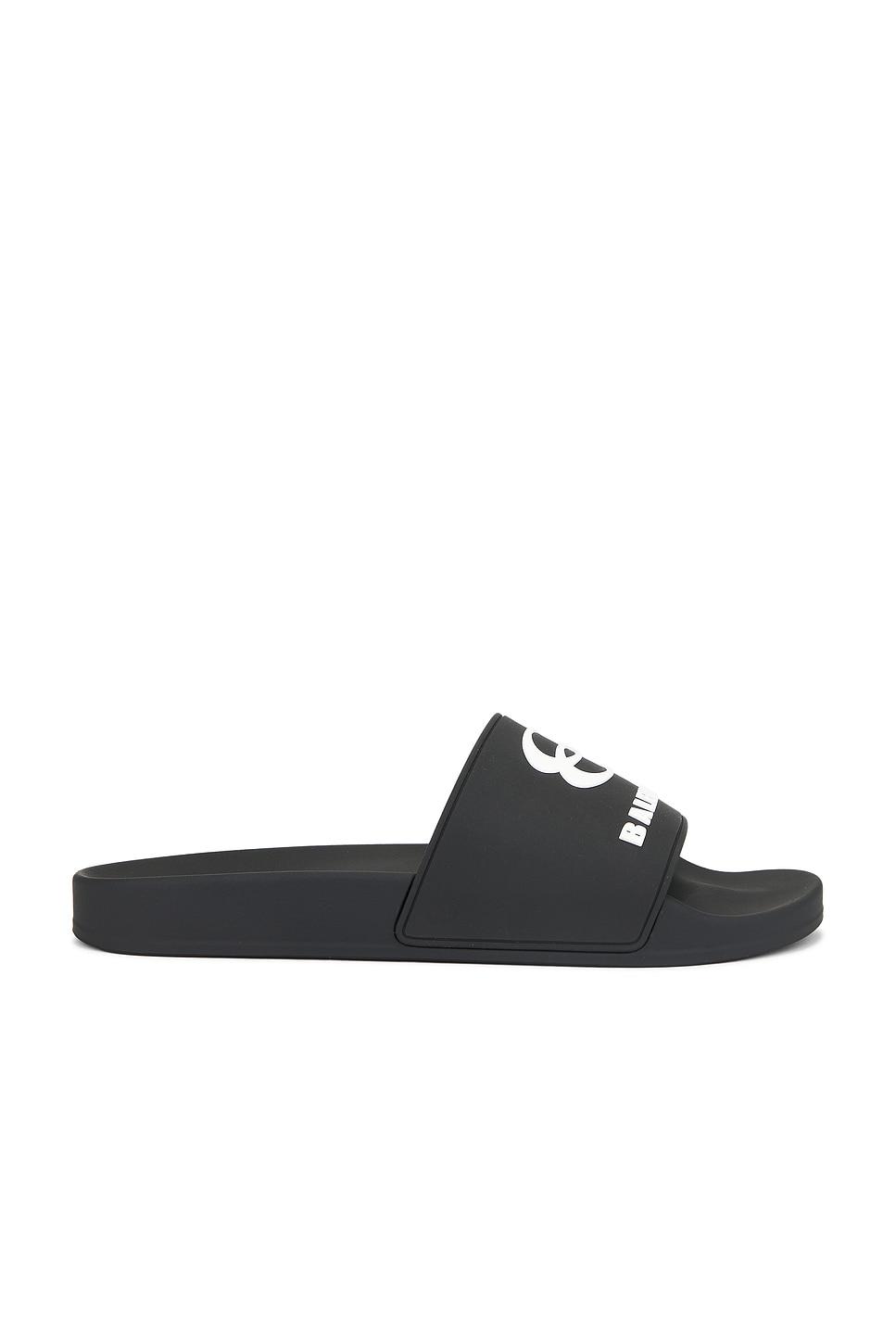 BALENCIAGA Rubber Slide Sandals For The Pool Men In Black White Product Image