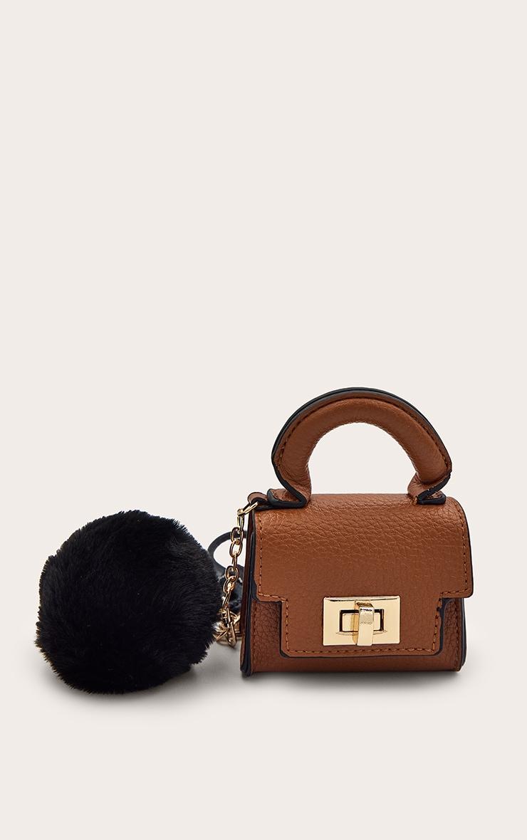 Tan Mini Bag And Pom-pom Bag Charm Product Image