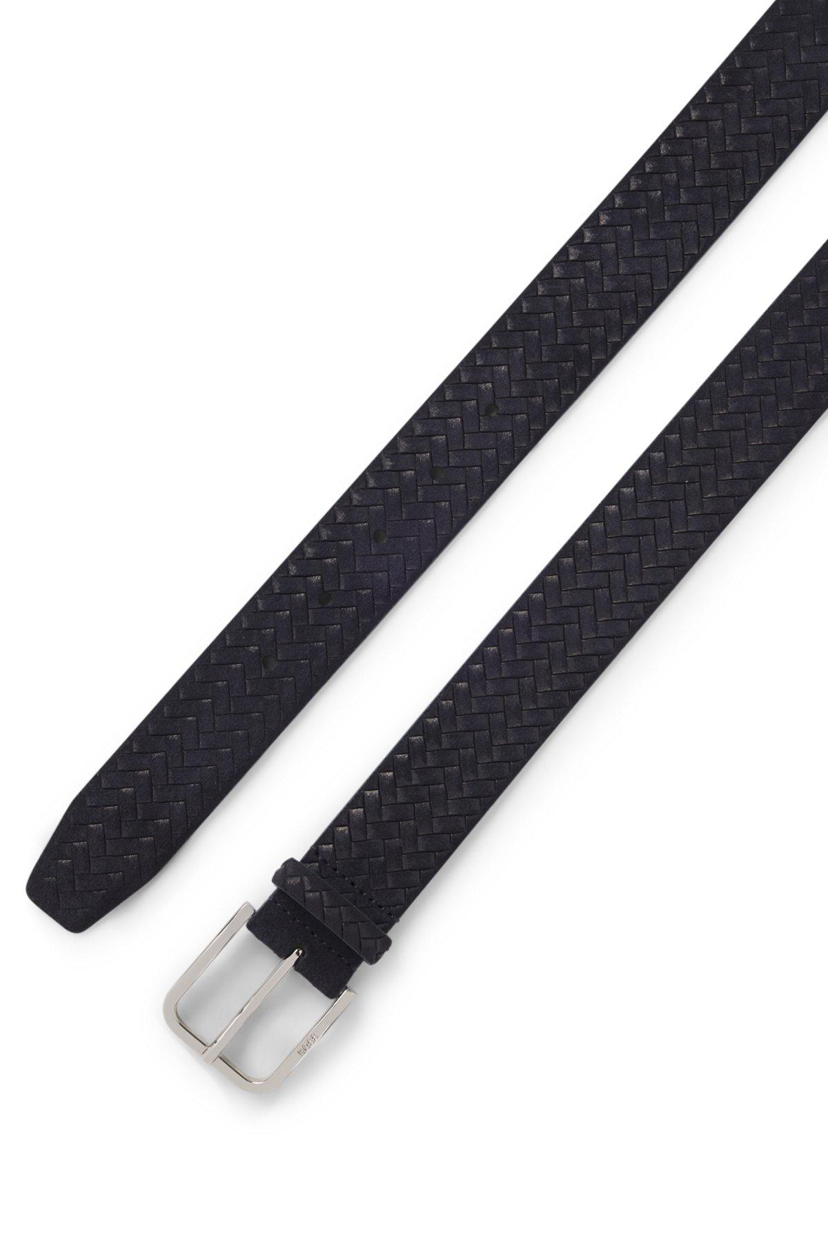 Logo-buckle belt in woven suede Product Image