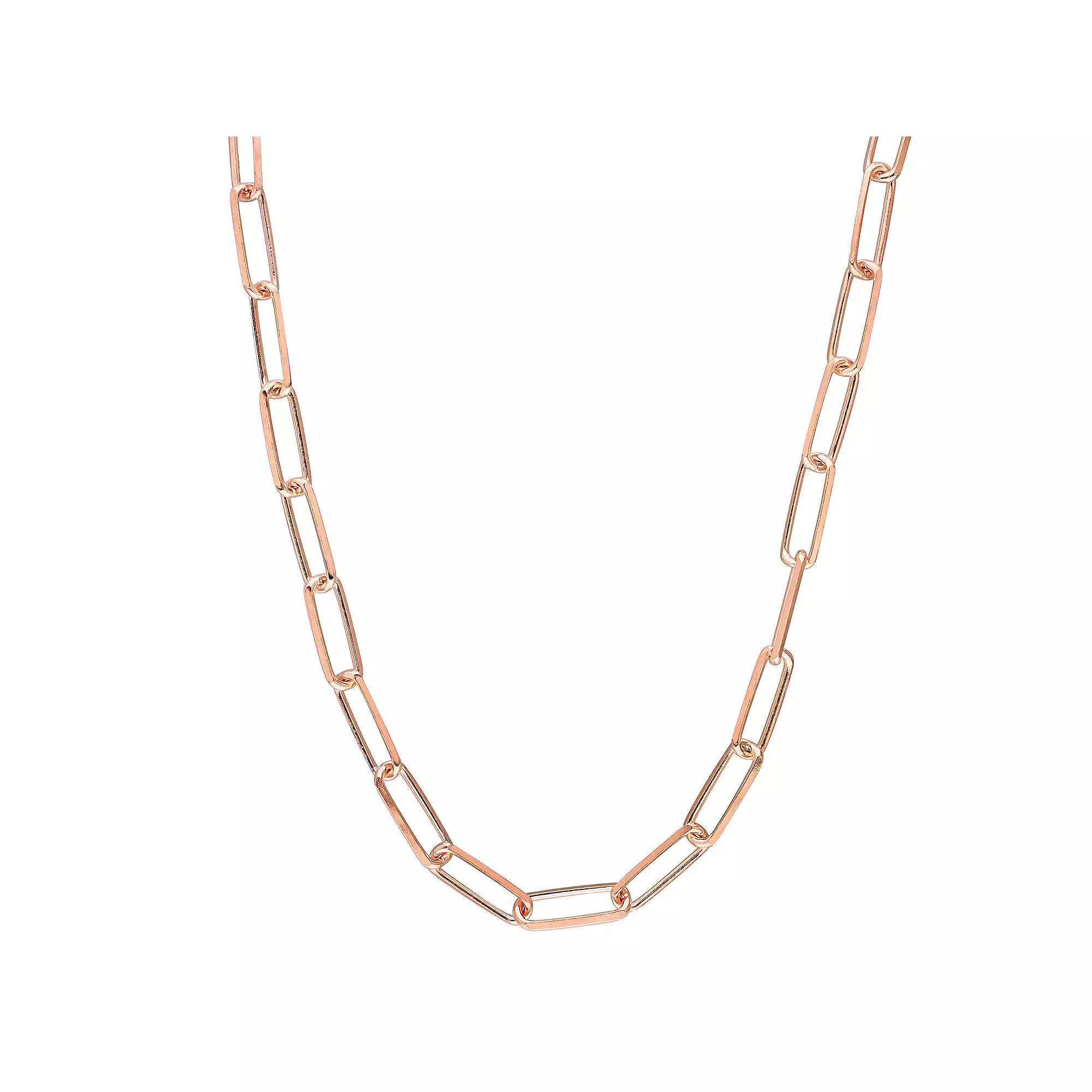 Stella Grace Sterling Silver 5 mm Paper Clip Link Chain Necklace, Women's, Size: 16", 18k Pink Plated Product Image