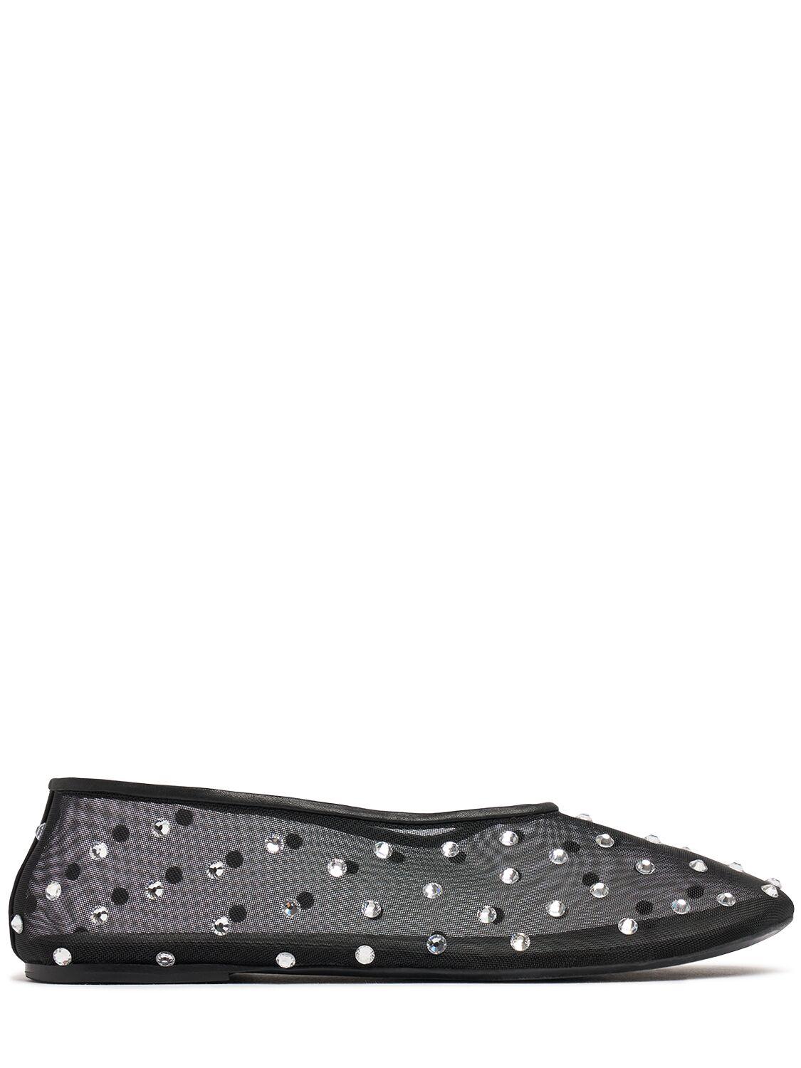 KHAITE Marcy Crystal-embellished Mesh Flats In Black Product Image