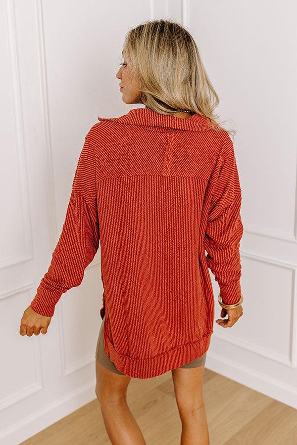 Bonfire Ready Ribbed Sweatshirt in Rust Product Image