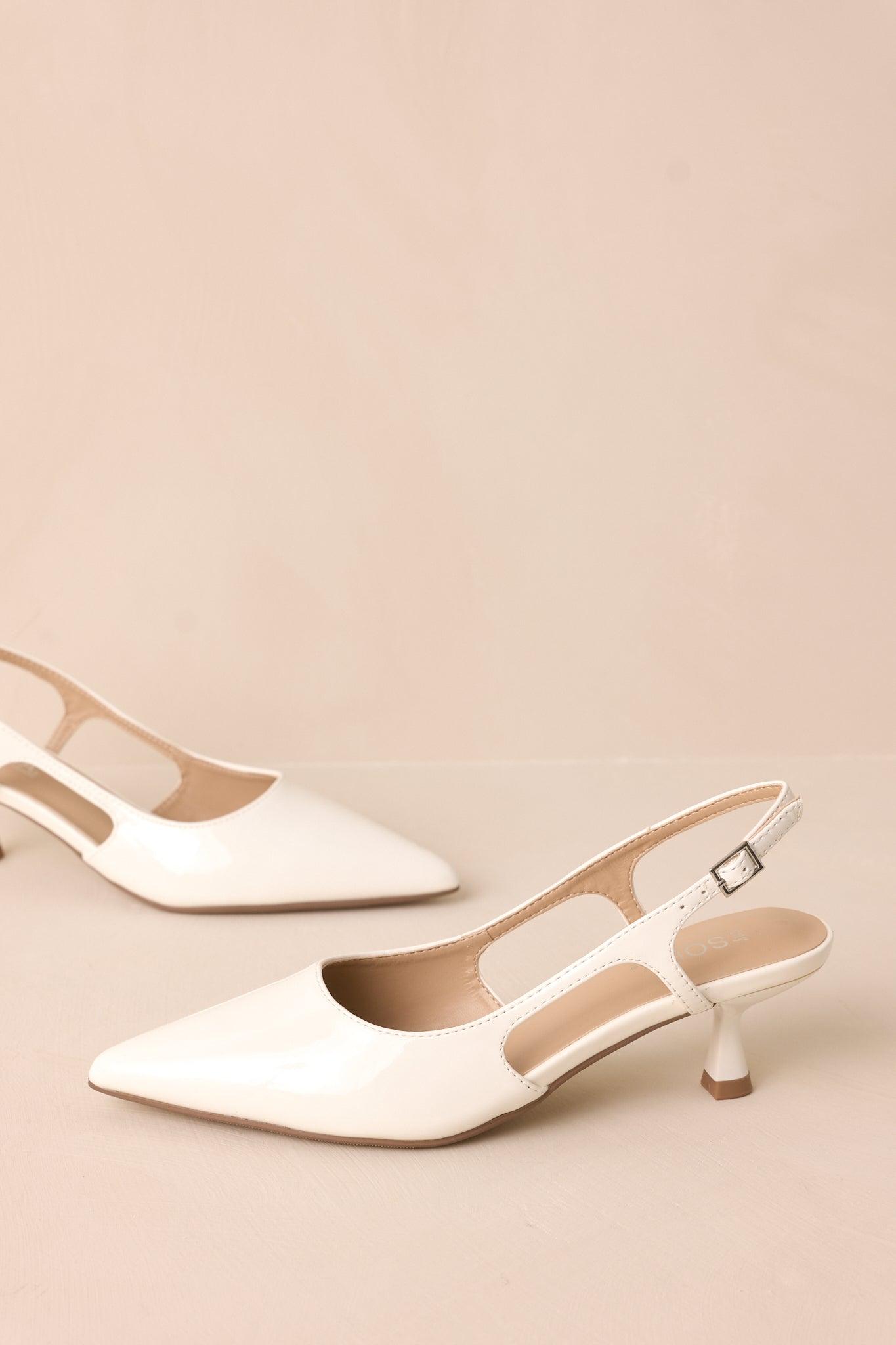Fiercely Stunned White Patent Kitten Heels Product Image