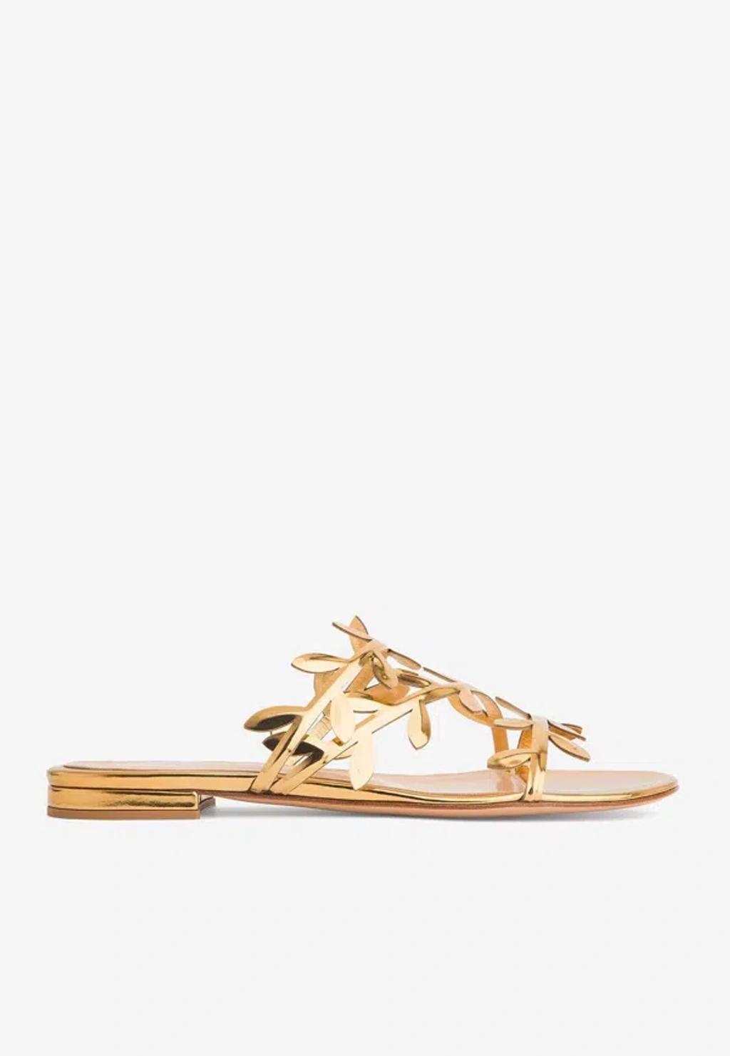 GIANVITO ROSSI Flavia Metallic Leather Sandals In Mekong Product Image