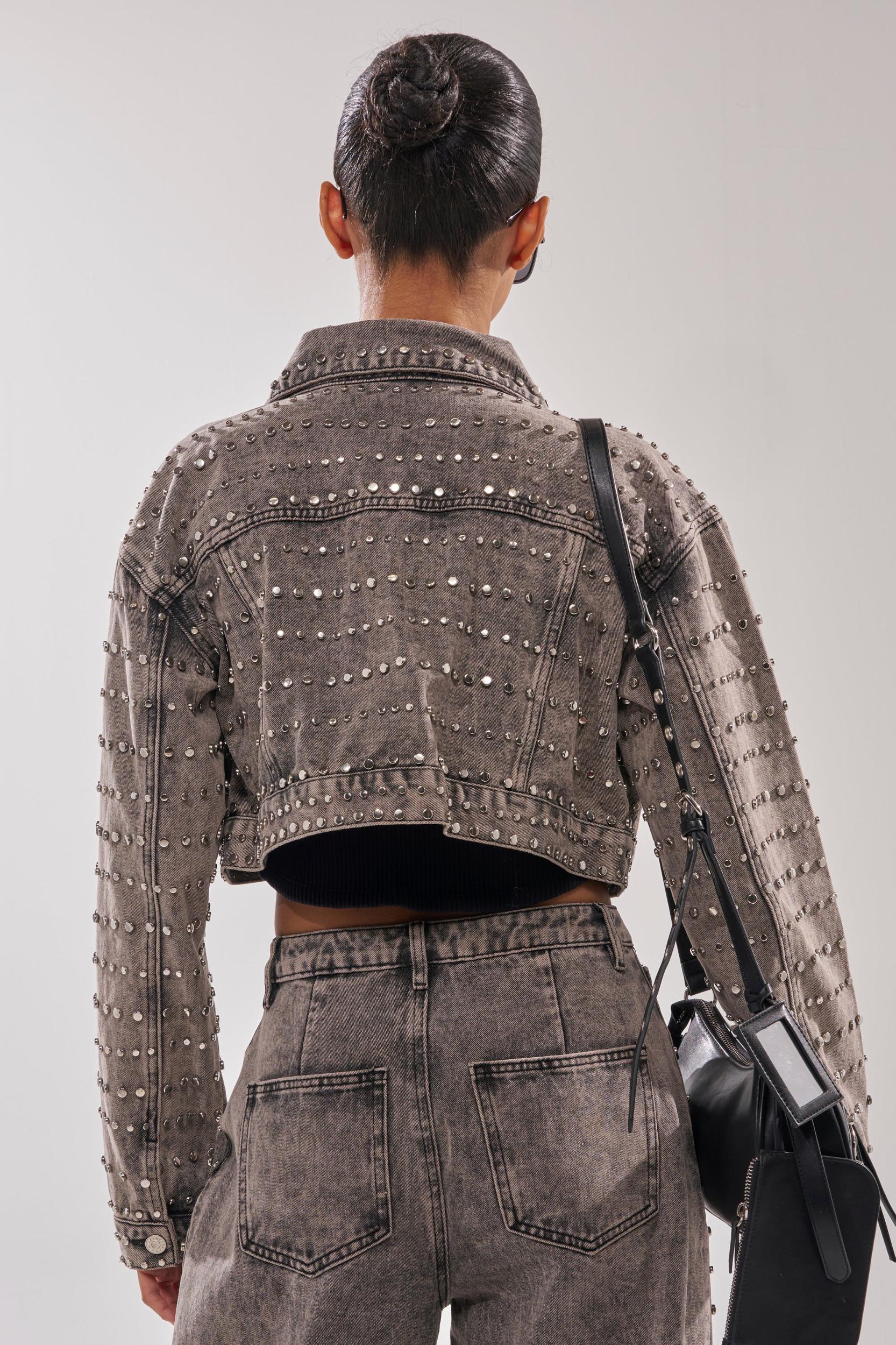 RIZZO STUDDED DENIM JACKET Product Image