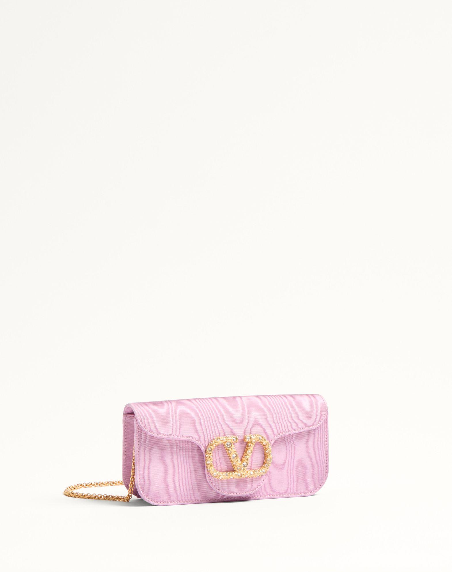 Valentino Garavani Locò Moiré Fabric Clutch With Jewel Logo Product Image