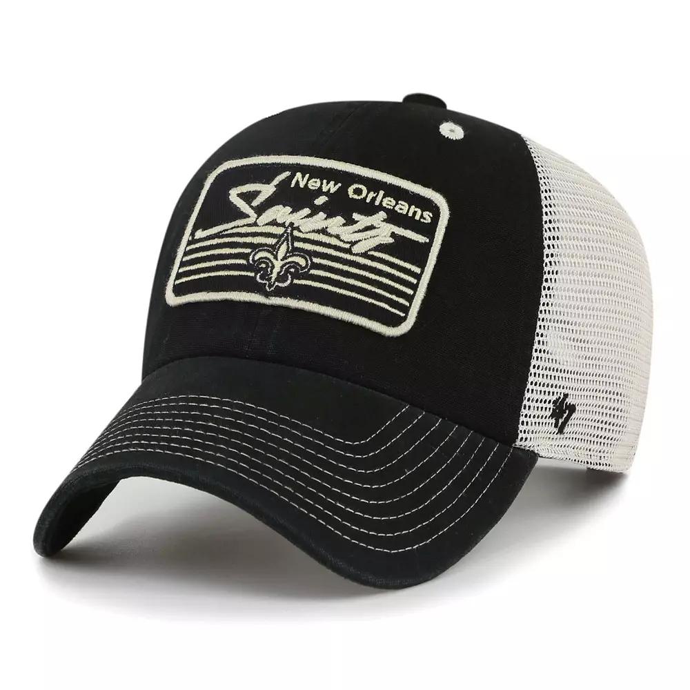 Men's '47 Black/Natural New Orleans Saints  Five Point Trucker Clean Up Adjustable Hat Product Image