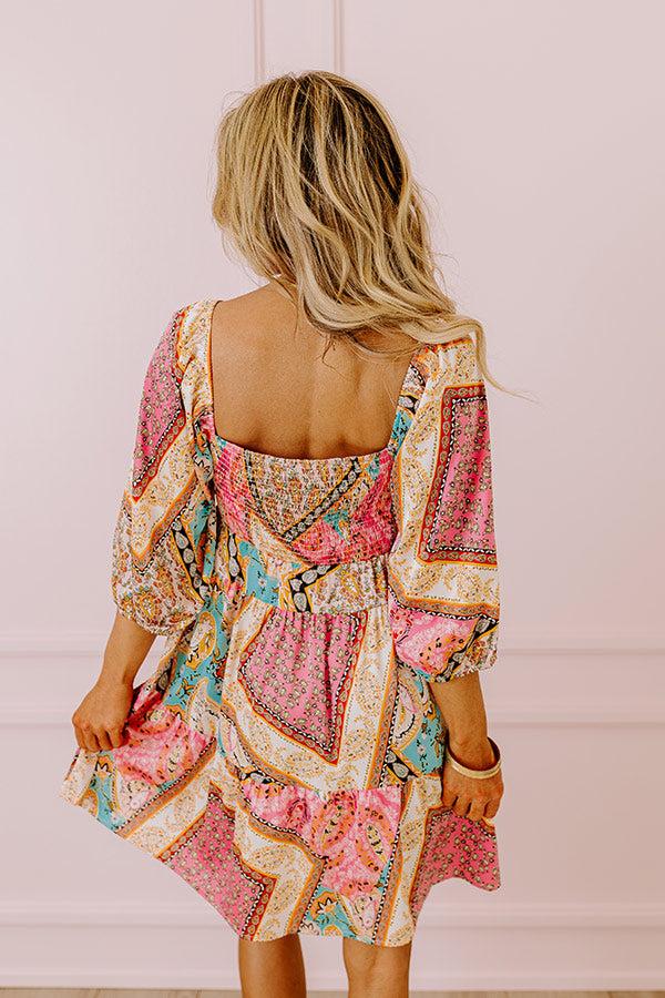 Summer Serenade Satin Babydoll Mini Dress in Pink Product Image