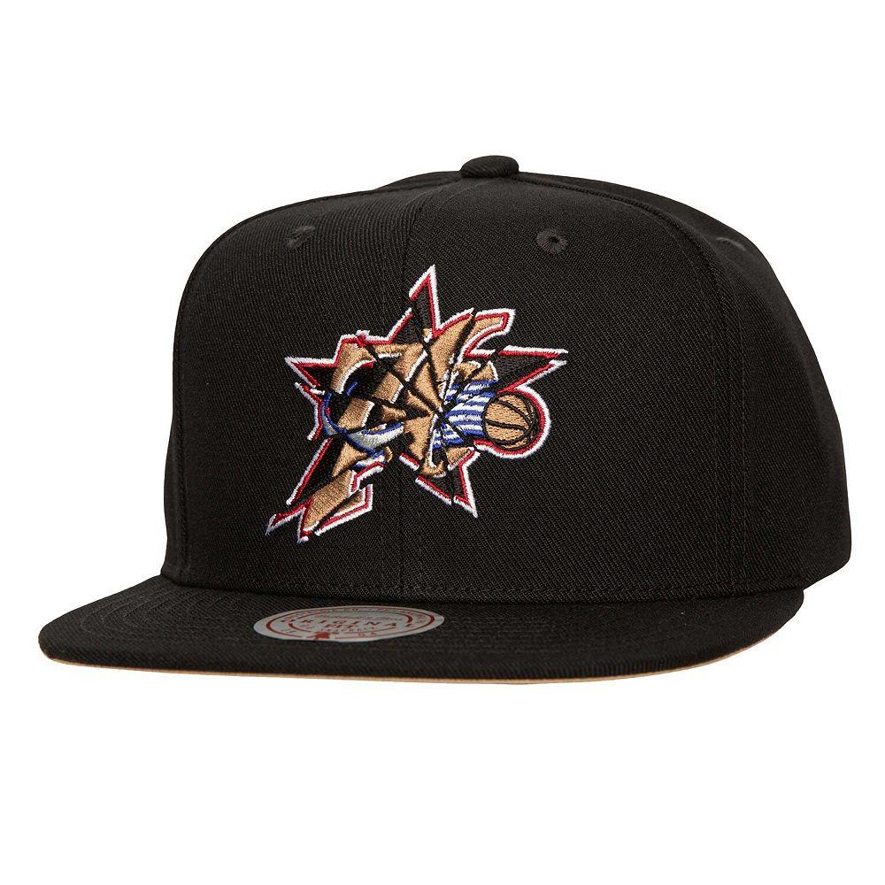 Men's Mitchell & Ness Black Philadelphia 76ers Shattered Snapback Hat, 76r Black Product Image