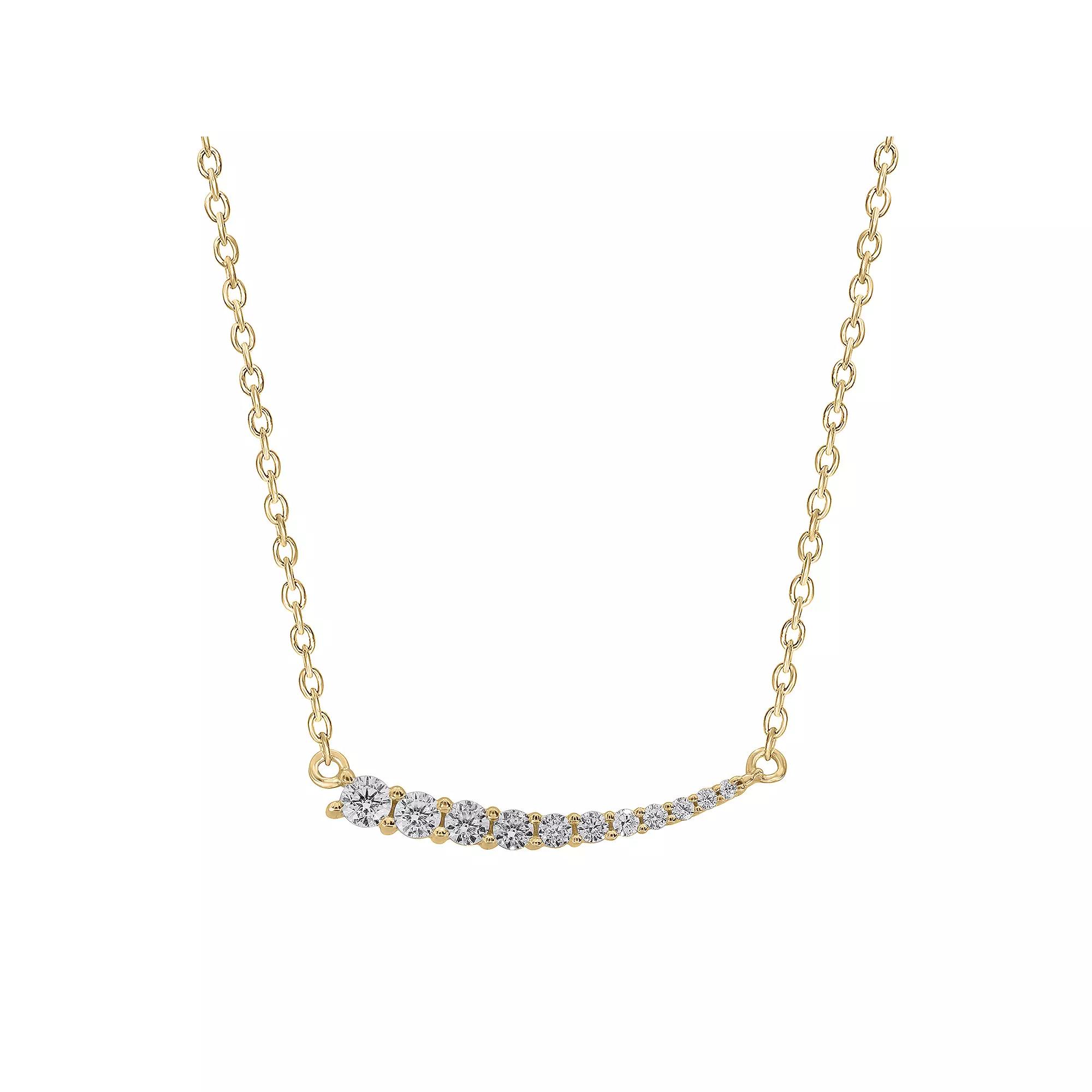 Irena Park Sterling Silver 1/4 Carat T.W. Diamond Crescent Necklace, Women's, Size: 18", Gold Tone White Product Image