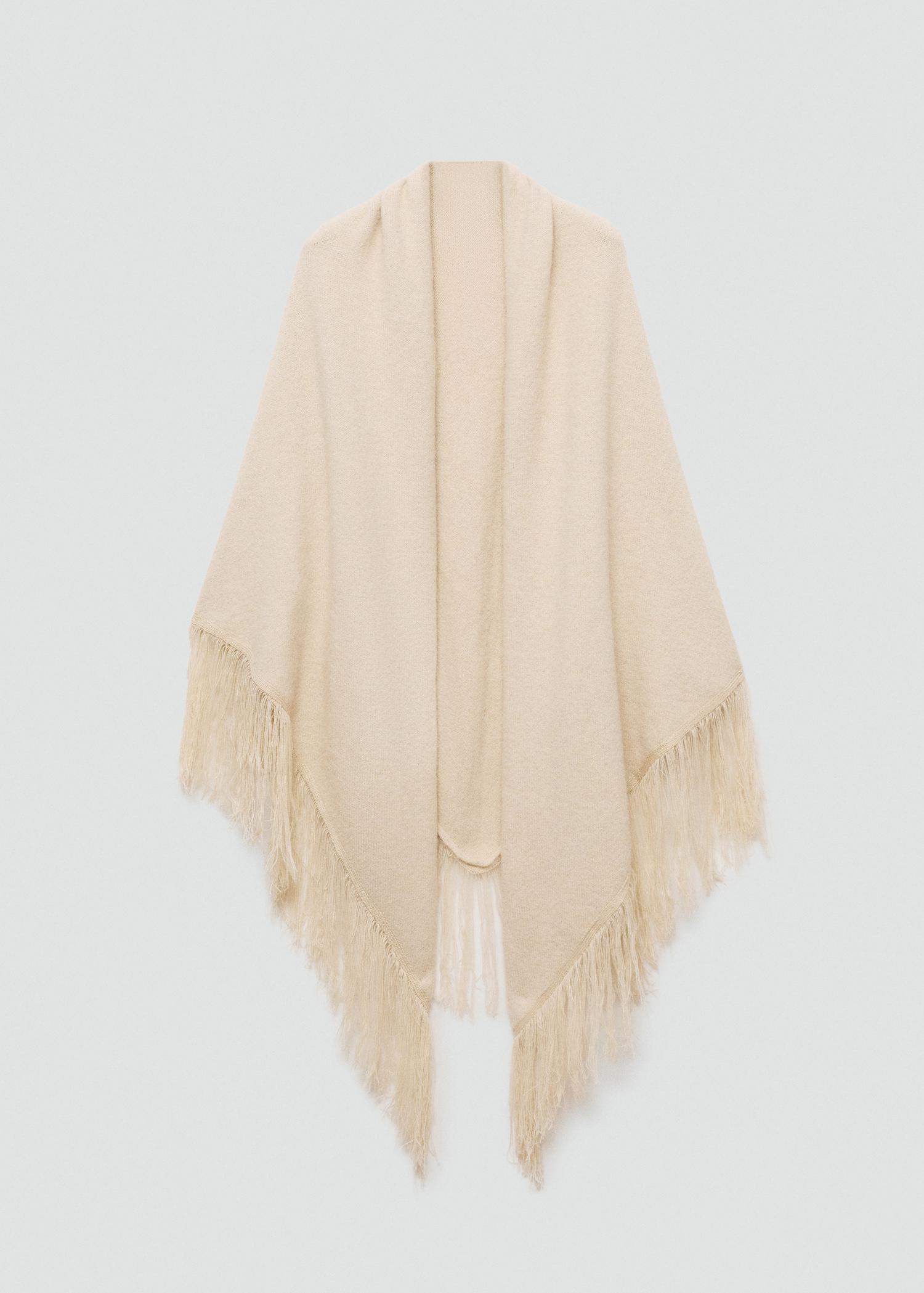 Knitted shawl with fringed ends - Women | MANGO USA Product Image