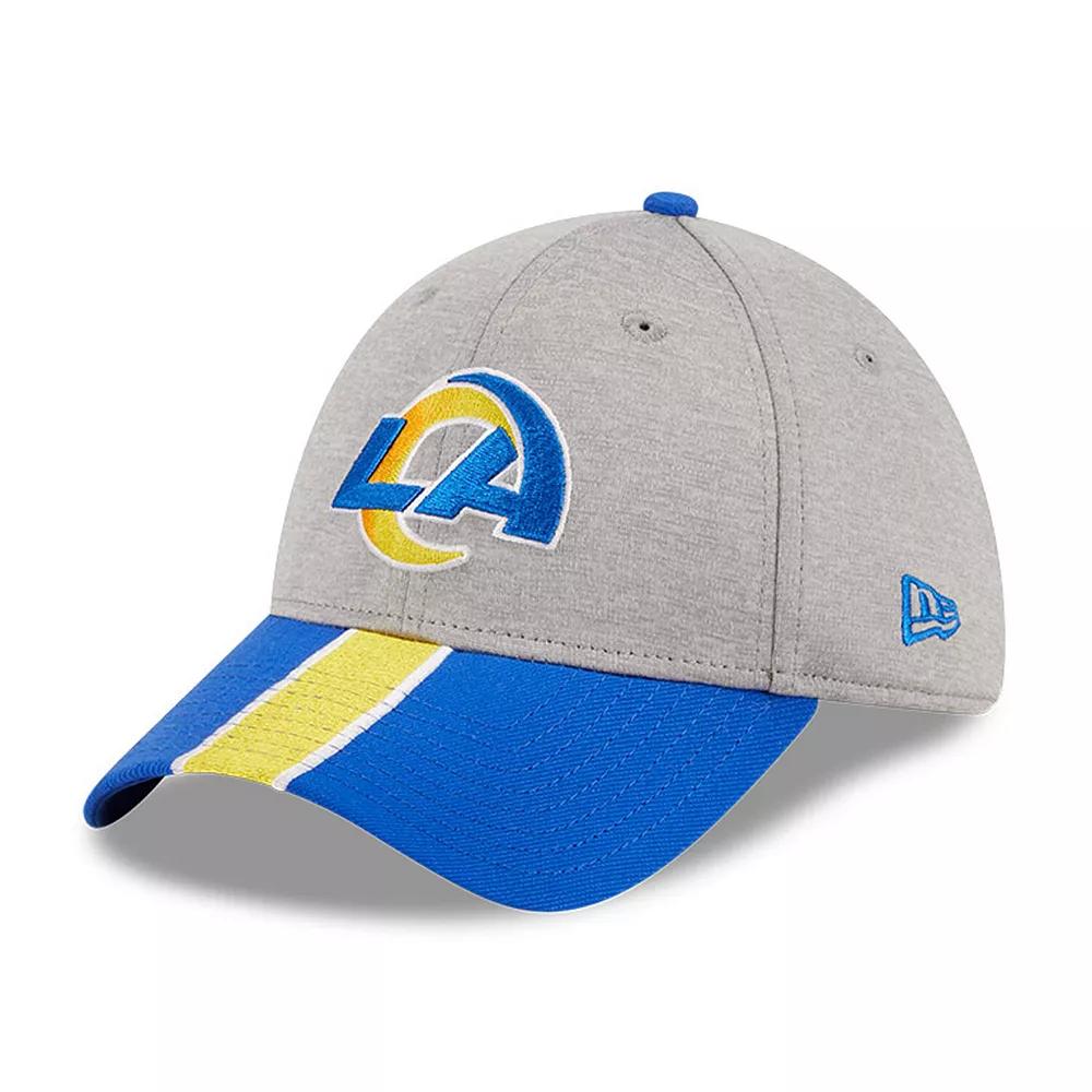 Men's New Era Heather Gray/Royal Los Angeles Rams Striped 39THIRTY Flex Hat, Size: Small/Medium, Grey Product Image