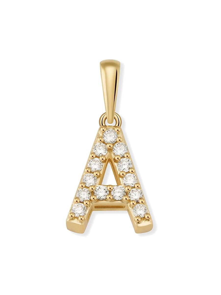 Womens 14K Yellow Gold Luxe Letter Diamond Initial Pendant Charm Product Image