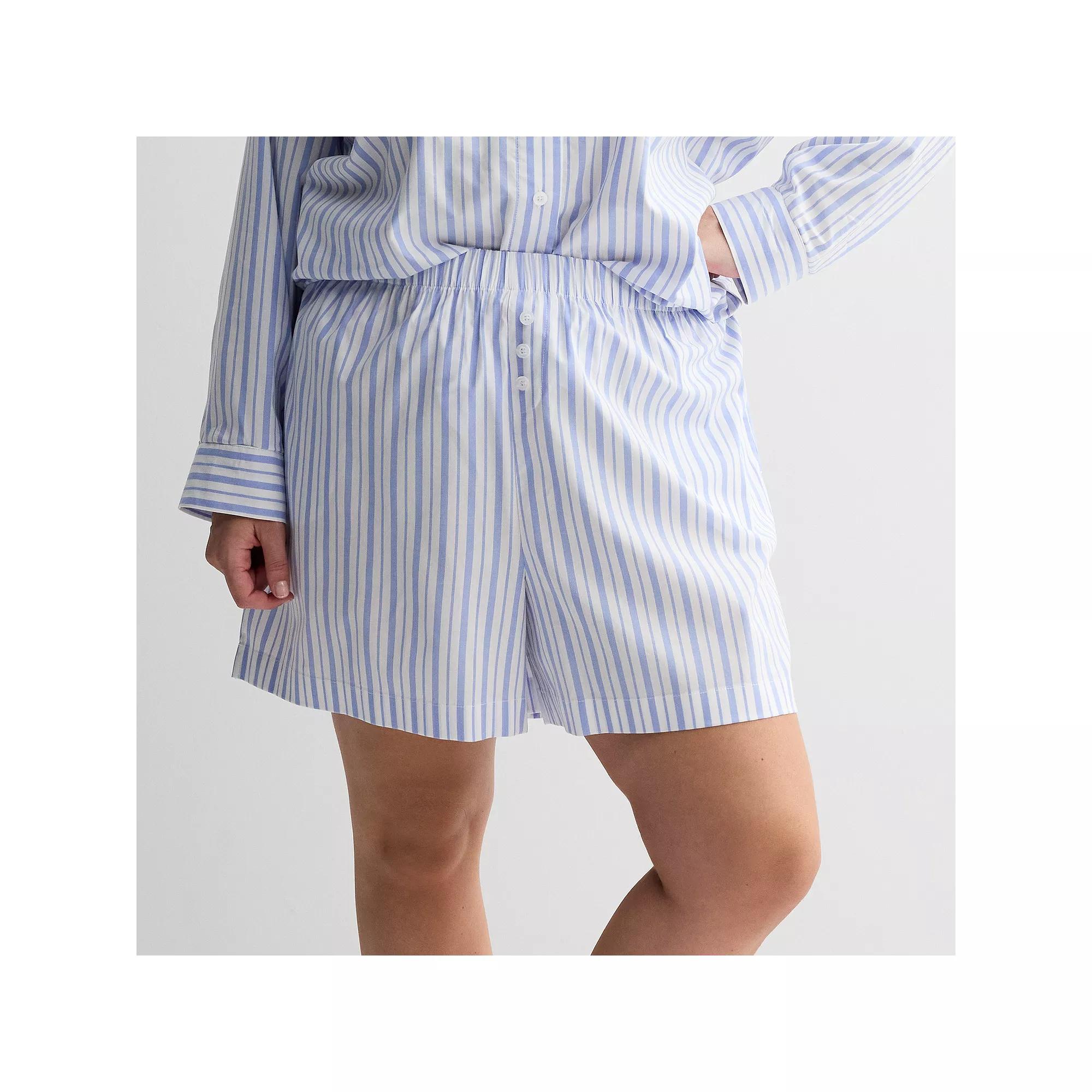 Plus Size Sonoma Goods For Life® Woven Separates Sleep Shorts, Women's, Size: 1XL, Blue Stripe Product Image