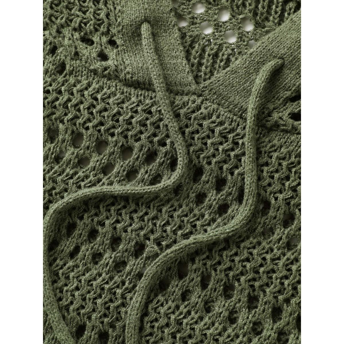 Plus Size Cut-Out Textured Drop Shoulder Pullover Moss Women Leisure Loose Long Sleeve Hooded Casual Pullovers BloomChic 14-16/1X Product Image