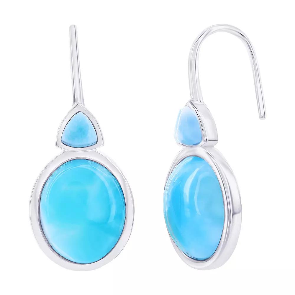 Nautica Rocks Sterling Silver Triangle and Oval Larimar Earrings, Women's Product Image