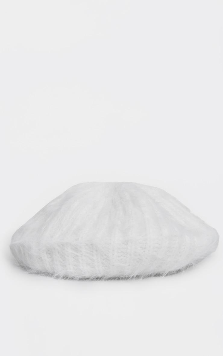 Cream Eyelash Knit Rib Oversized Beret Product Image