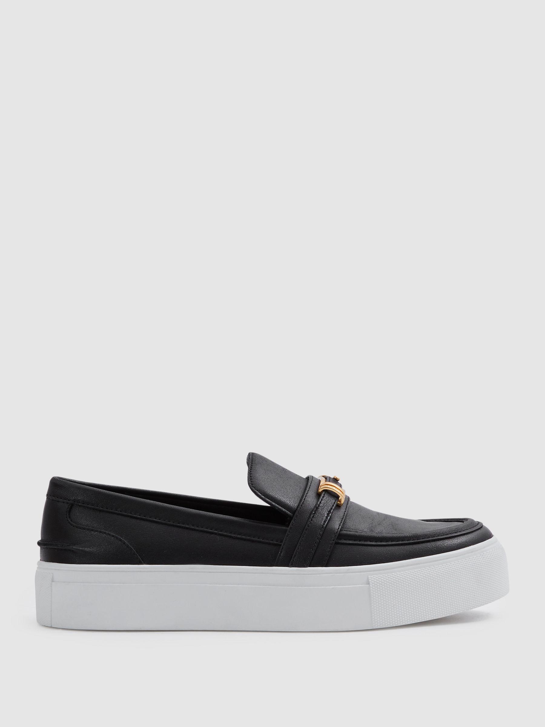 Leather Loafer Trainers in Black Product Image