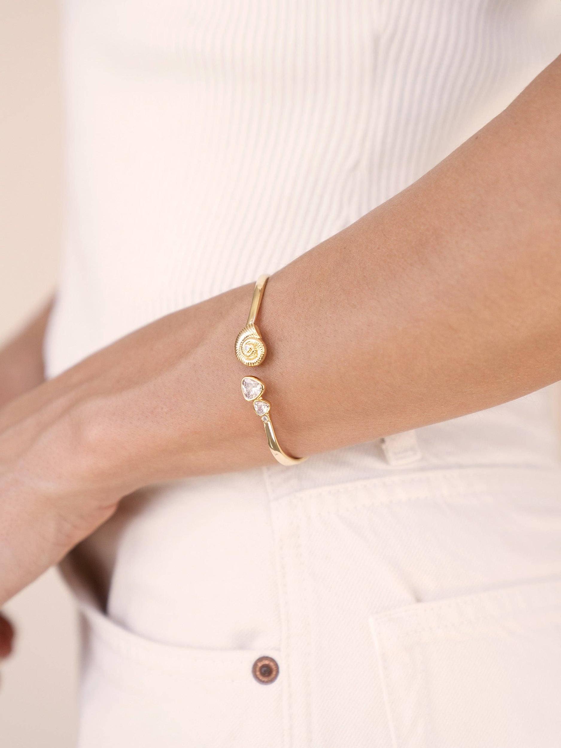 Ettika Golden Nautilus Shell Cuff Bracelet Product Image