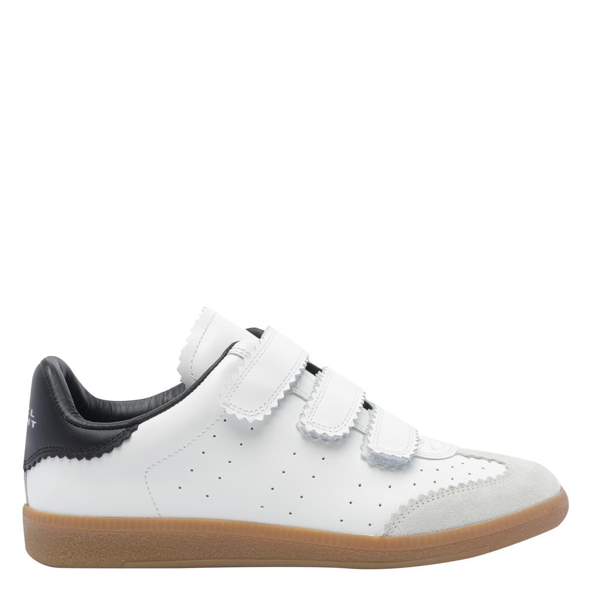 ISABEL MARANT Beth Suede-trimmed Leather Sneakers In White Product Image