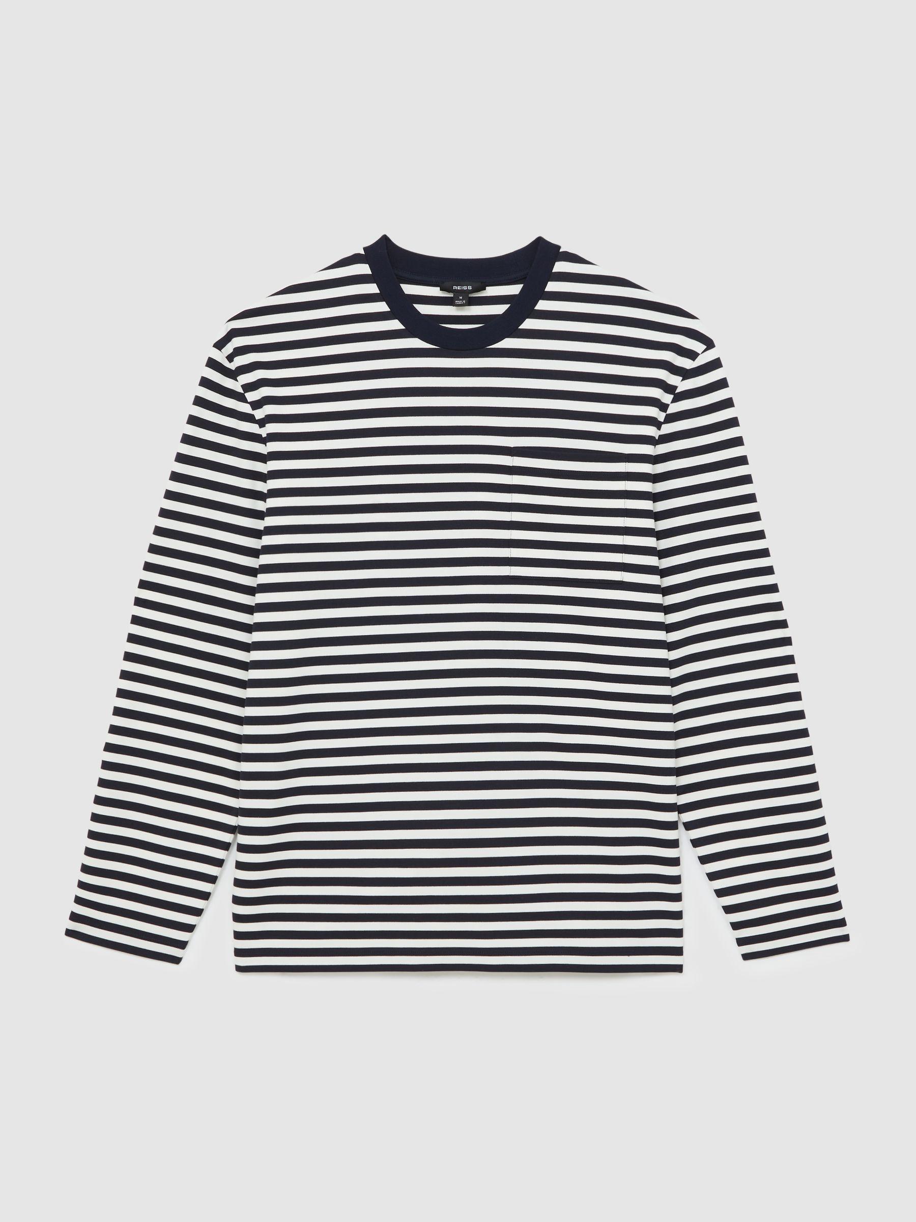 Striped Crew-Neck T-Shirt in Navy/White Product Image