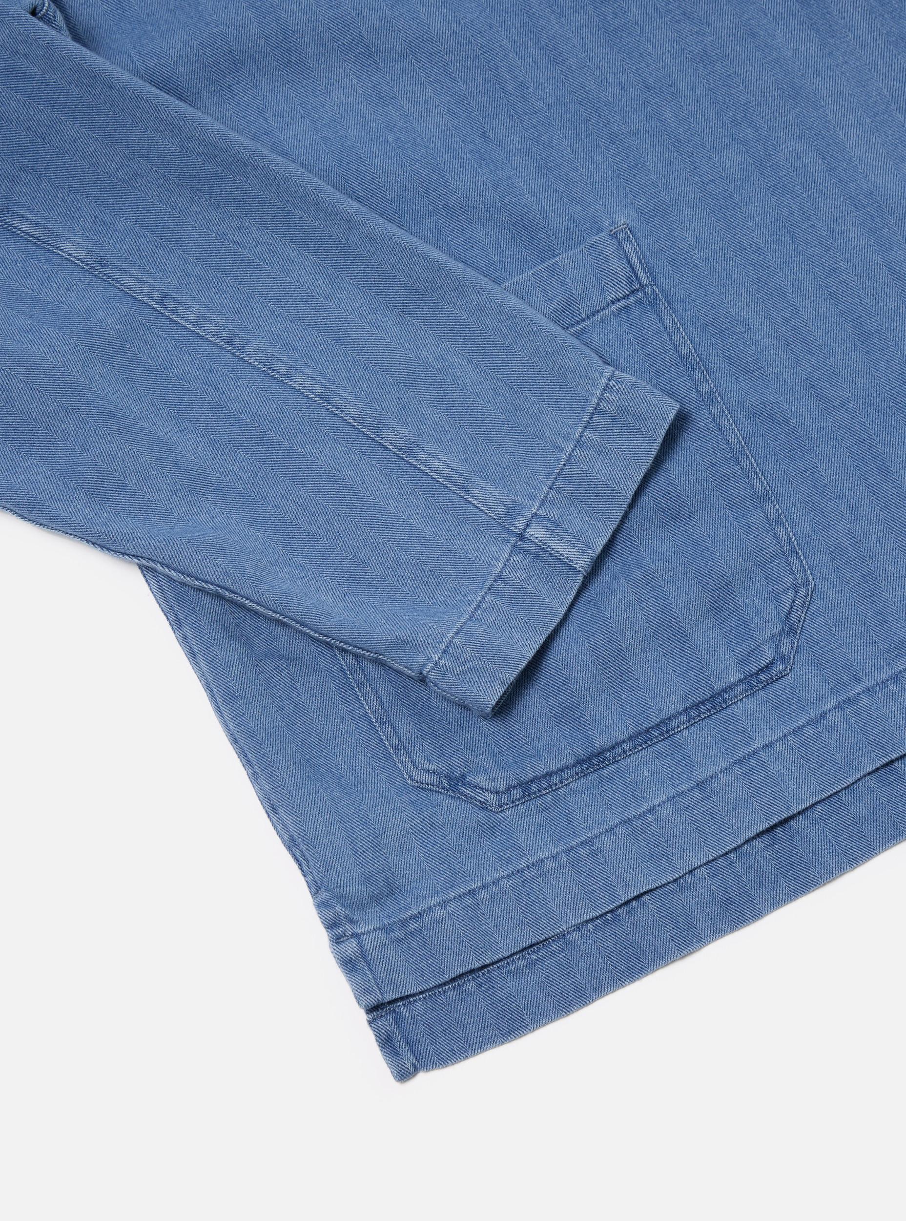 Washed Indigo Herringbone Denim  Smock Overshirt Product Image