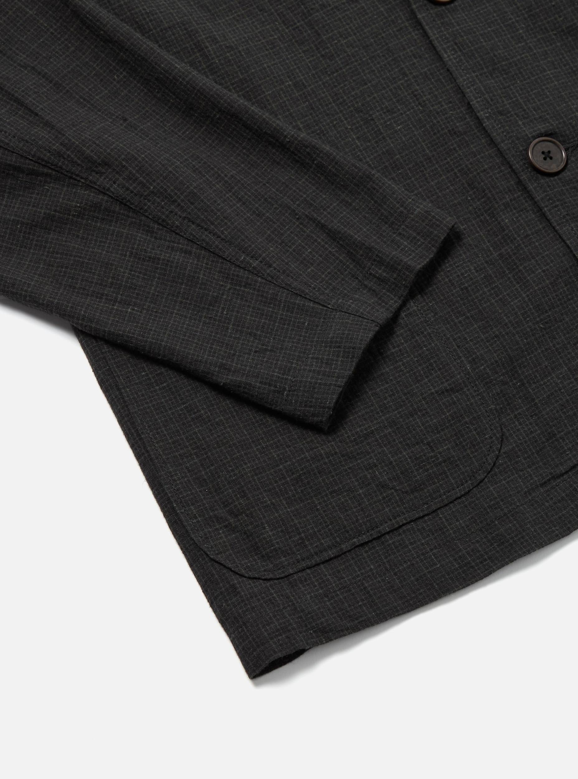 Universal Works Three Button Jacket in Charcoal Fine Linen Mix Product Image