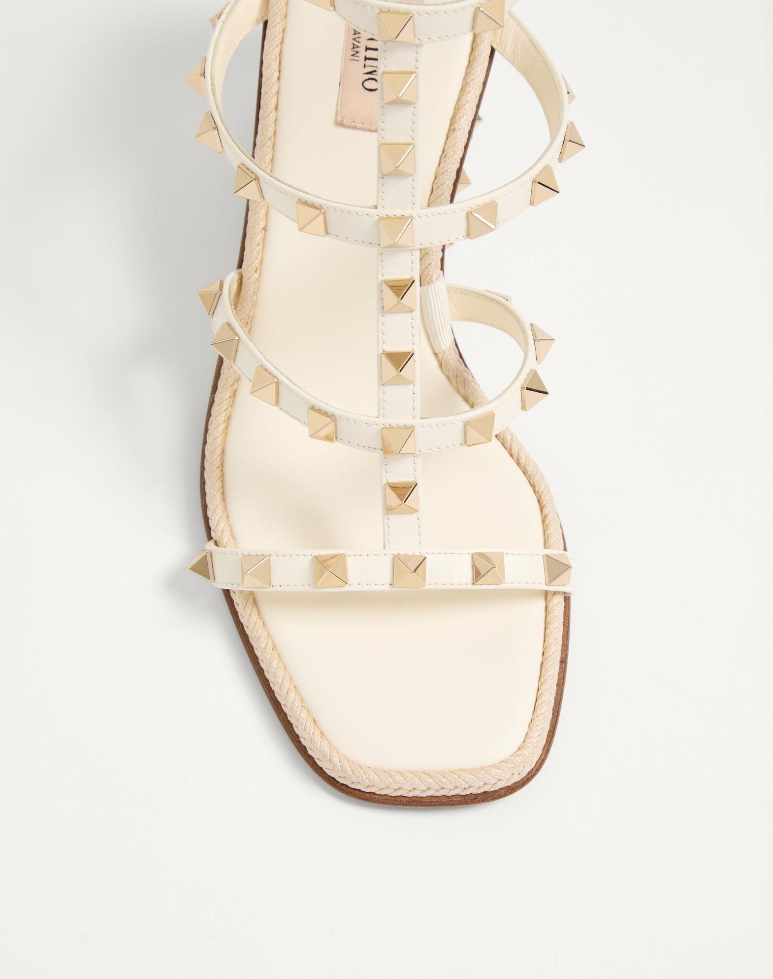Rockstud Wedge Sandal In Calfskin With Cornely Embroidery 80Mm Product Image