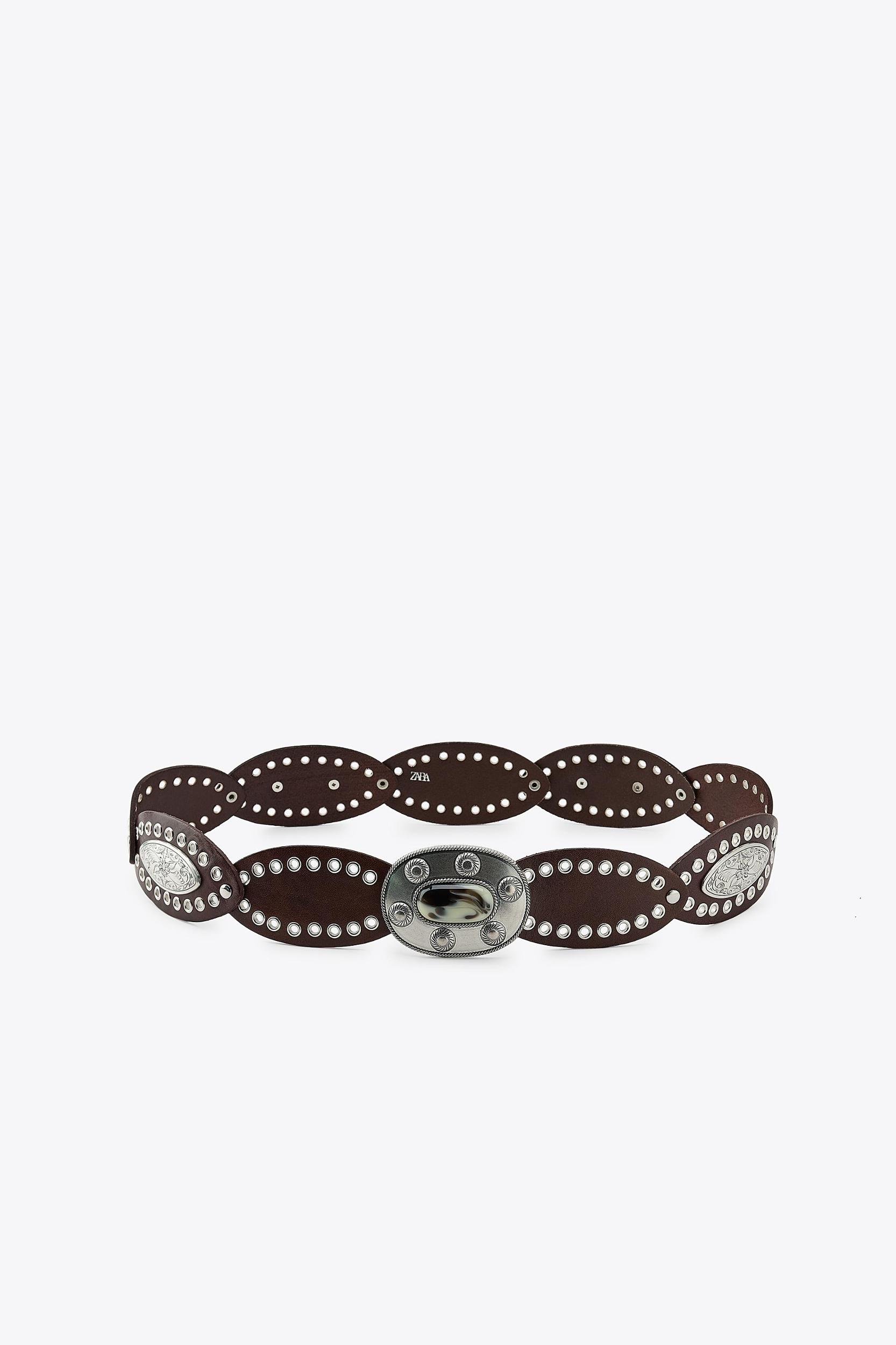 OVAL STUDDED LEATHER BELT Product Image