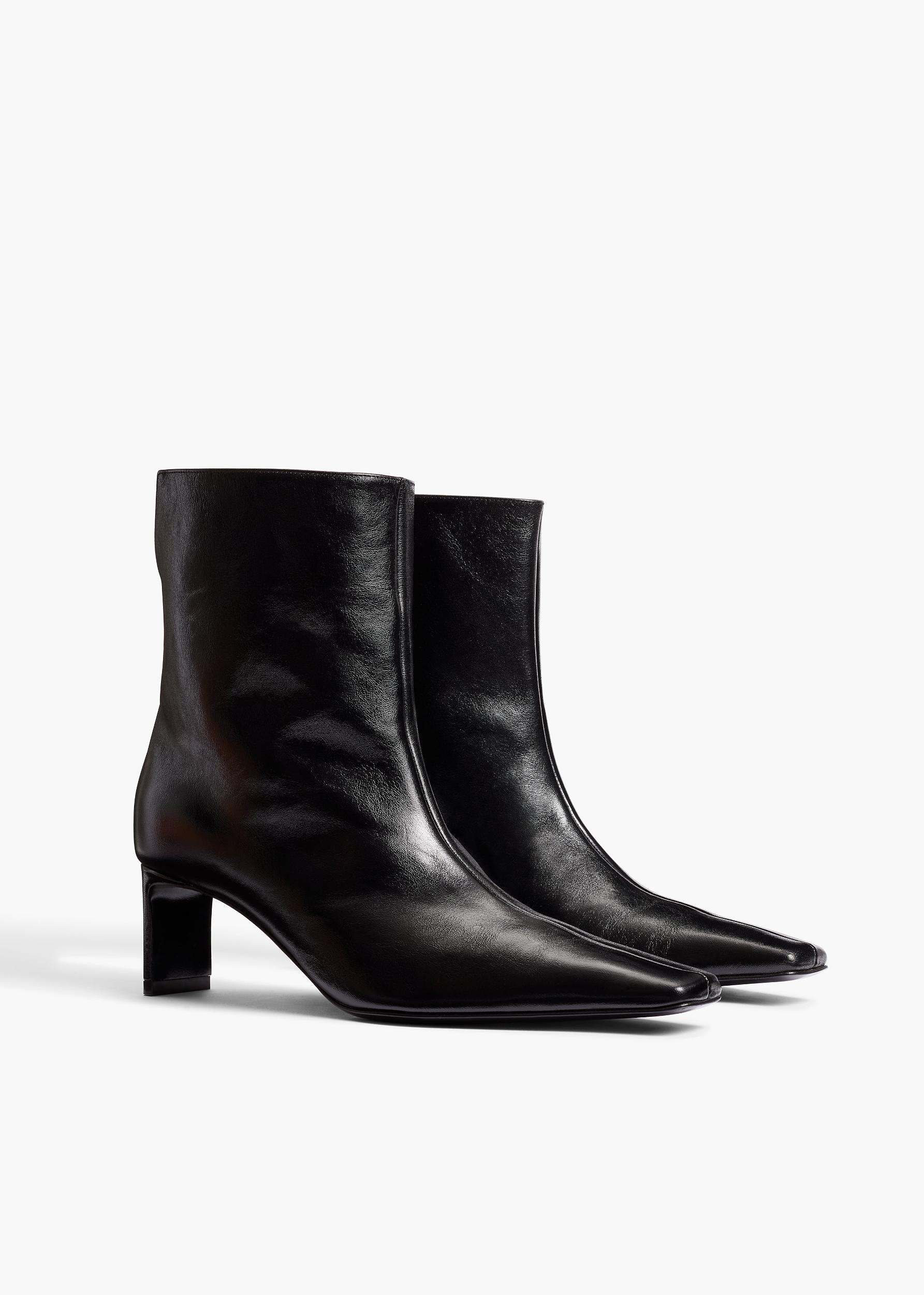 Ona Ankle Boot in Black Glazed Leather Product Image