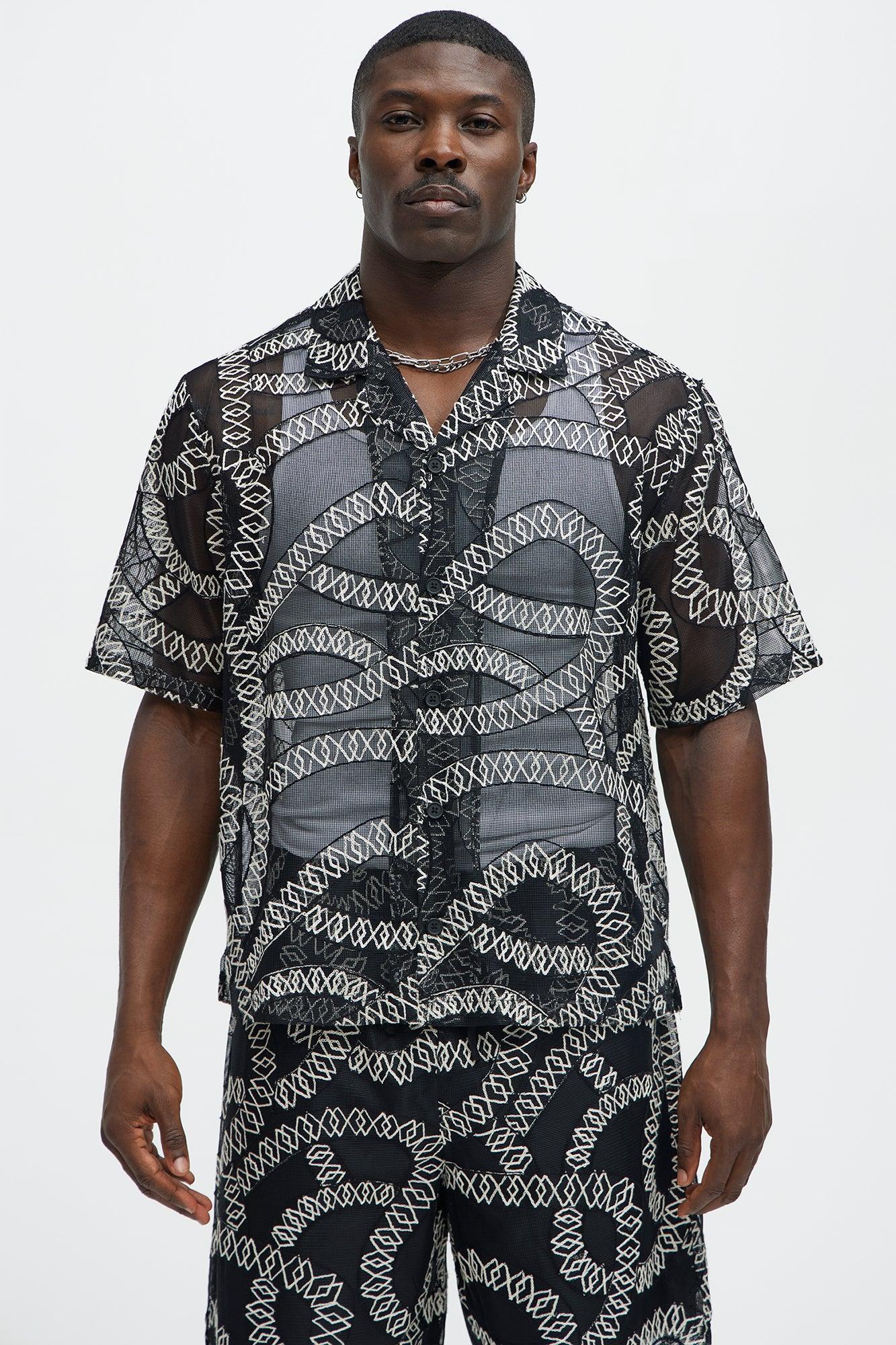 Embroidered Netting Shirt - Black Product Image