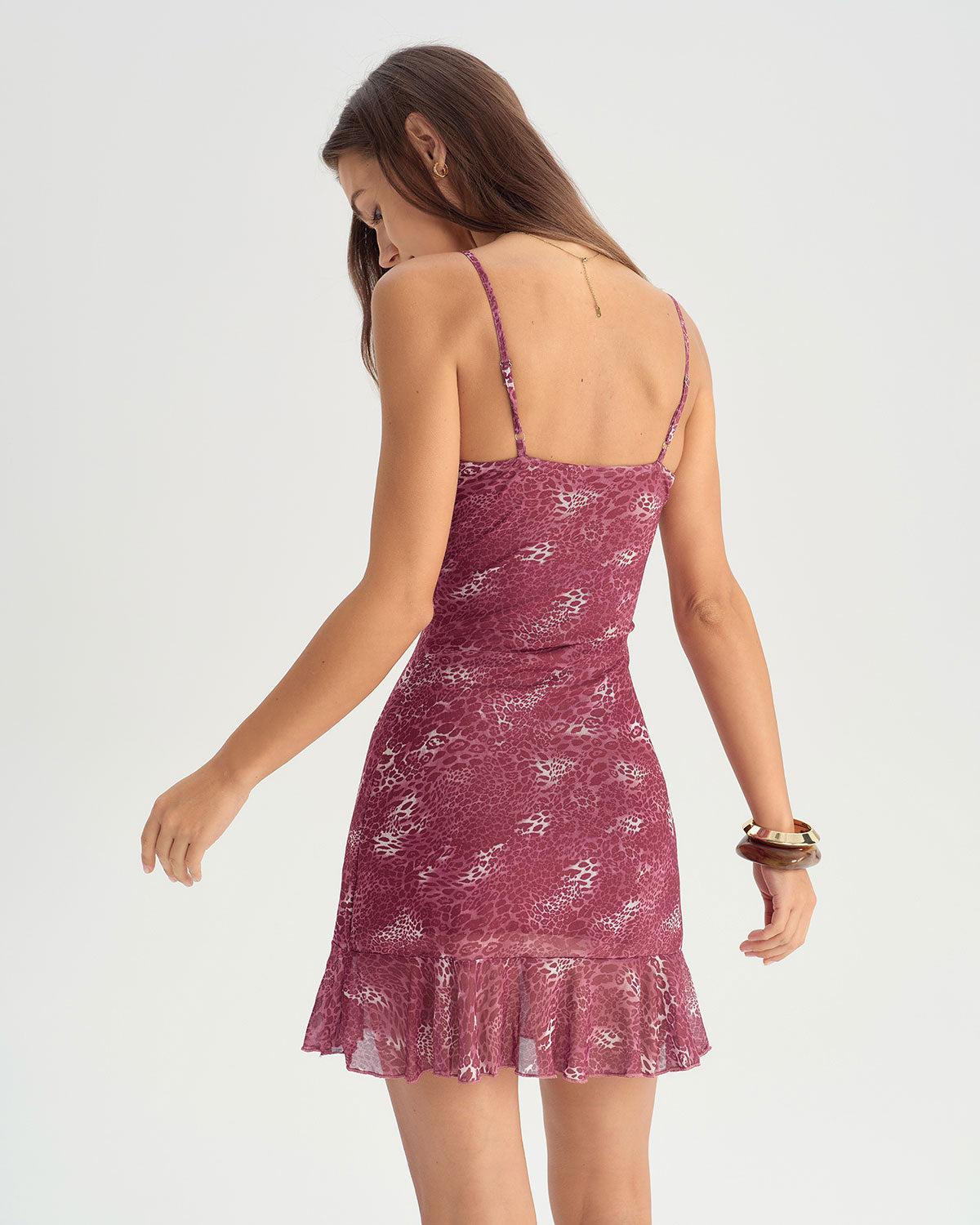 Red Floral Ruffle Slip Mini Dress Product Image