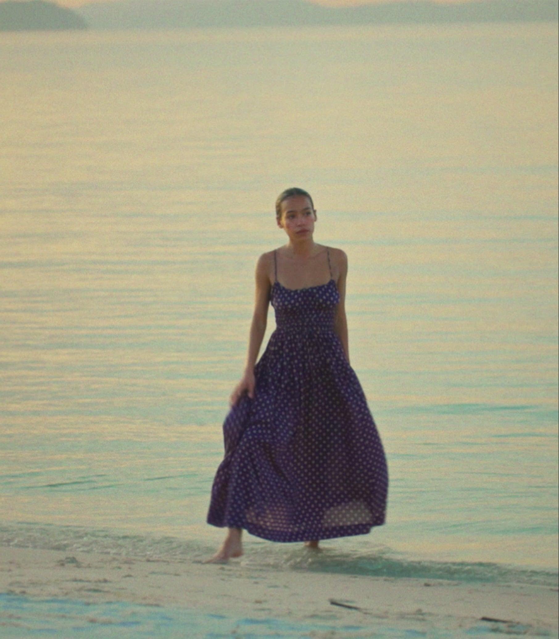 SAFIA DRESS -- NAVY CADIZ FOULARD Product Image
