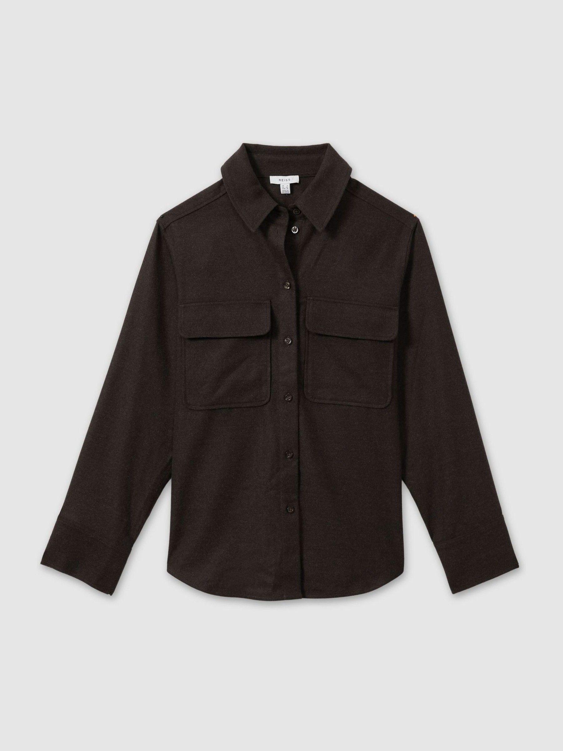 Patch Pocket Twill Overshirt in Chocolate Product Image