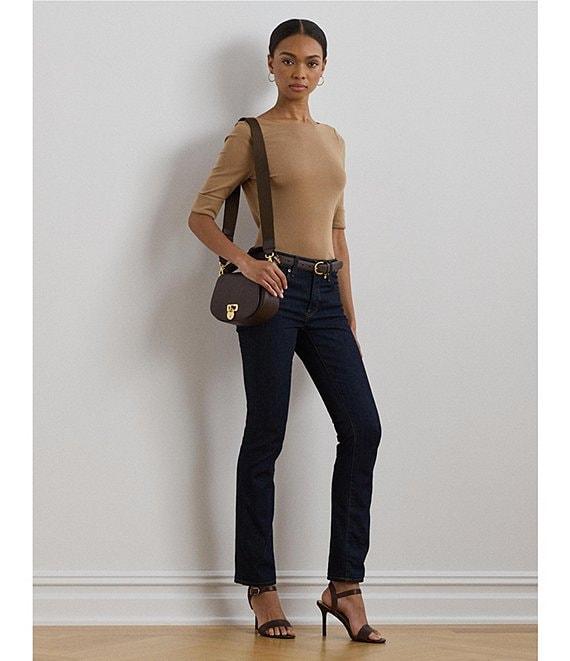 Lauren Ralph Lauren Stretch Knit Boatneck Elbow Sleeve Tee Shirt Product Image