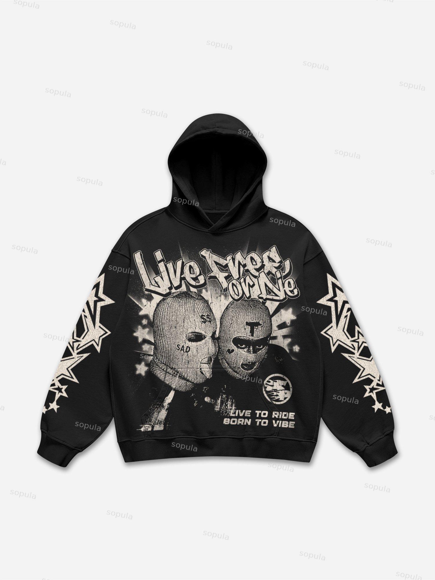 Live Free Or Die Outlaw Character Vintage Graphic Hoodie Product Image